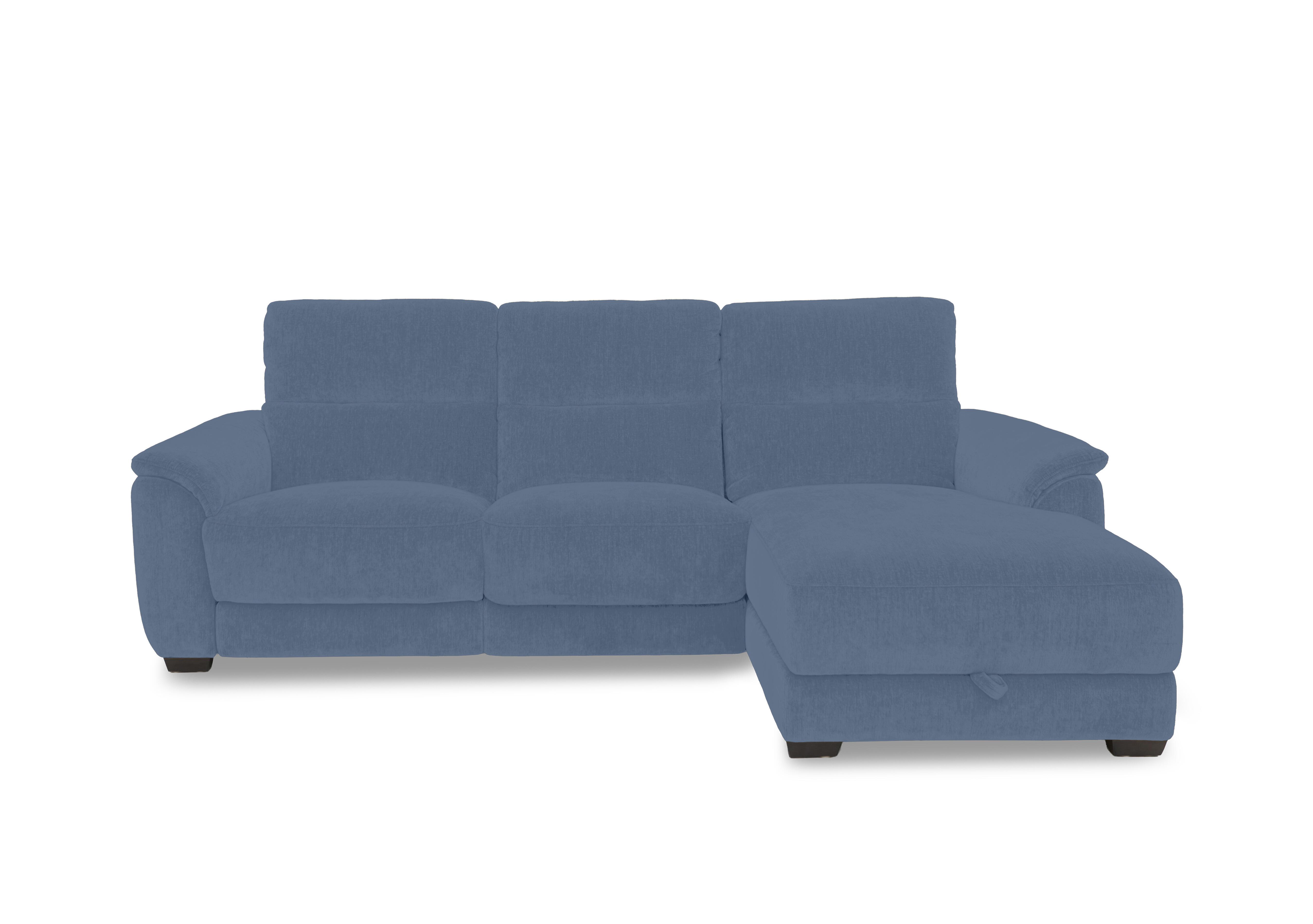 Saffron Fabric 3 Seater Sofa with Storage Chaise End in Fab-Dab-R18 Silverish Blue on Furniture Village