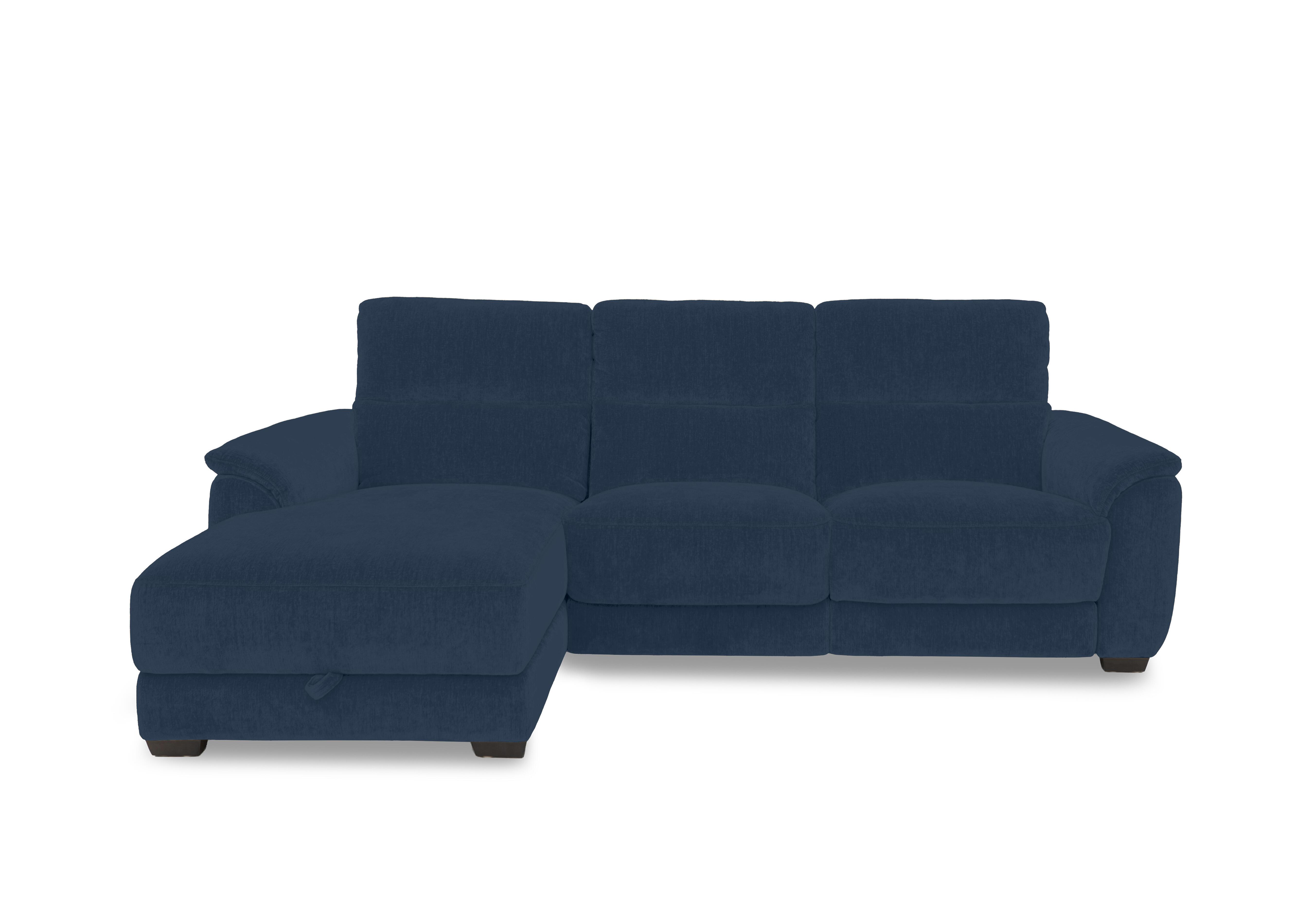 Saffron Fabric 3 Seater Sofa with Storage Chaise End in Fab-Dab-R23 Steel Blue on Furniture Village