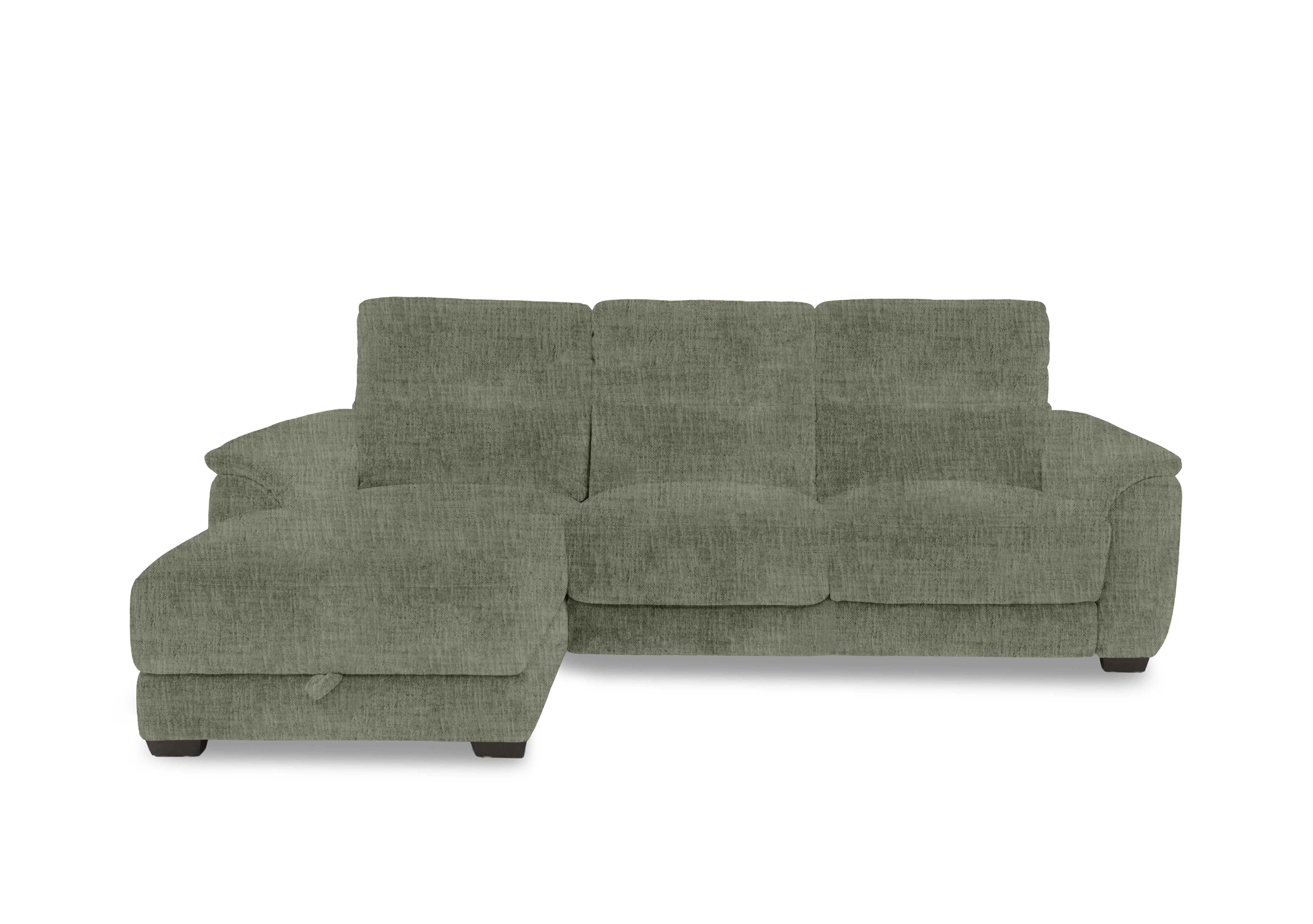 Saffron Fabric 3 Seater Sofa with Storage Chaise End in Fab-Mga-R11 Olive Green on Furniture Village