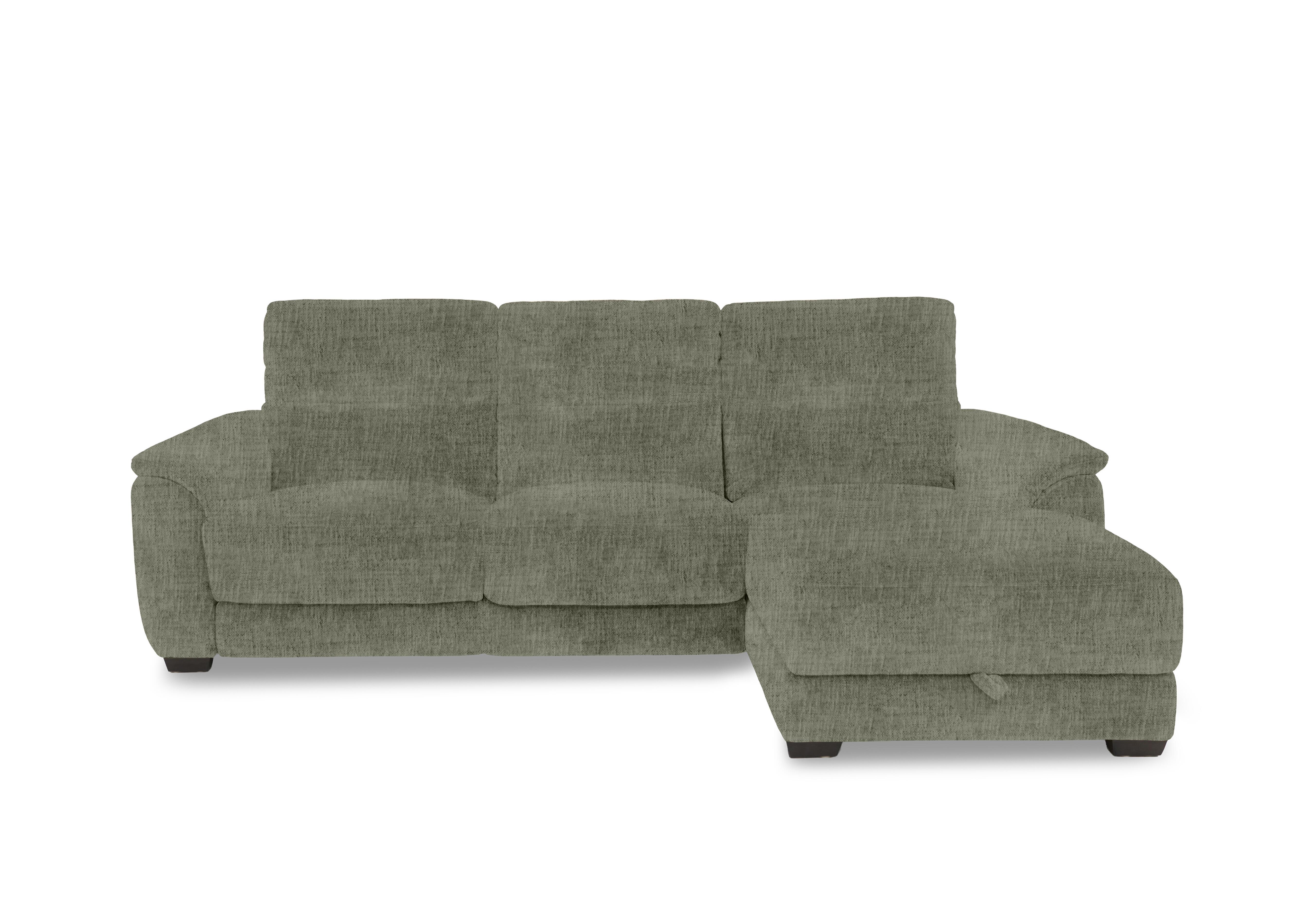 Saffron Fabric 3 Seater Sofa with Storage Chaise End in Fab-Mga-R11 Olive Green on Furniture Village