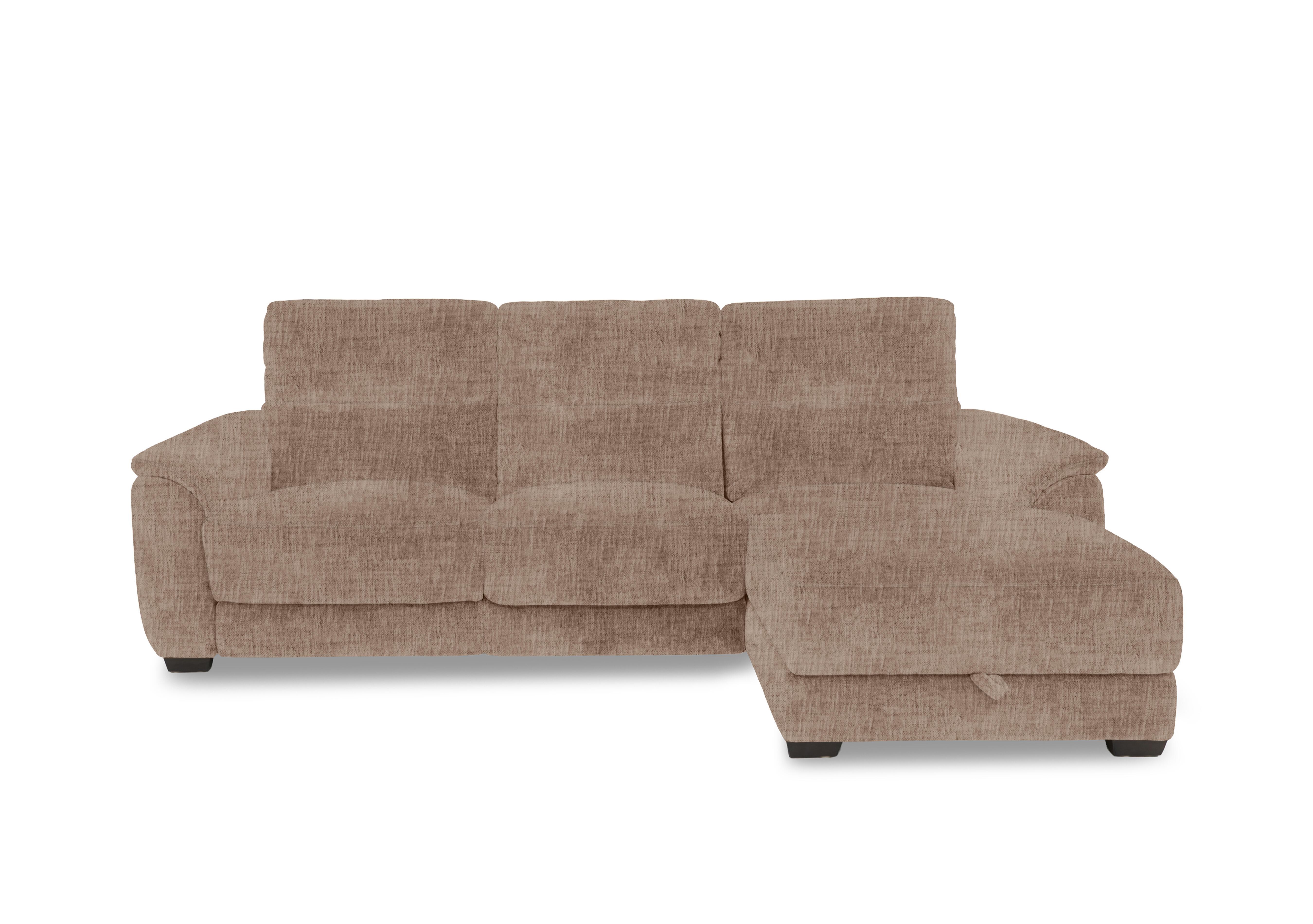 Saffron Fabric 3 Seater Sofa with Storage Chaise End in Fab-Mga-R13 Light Brown on Furniture Village