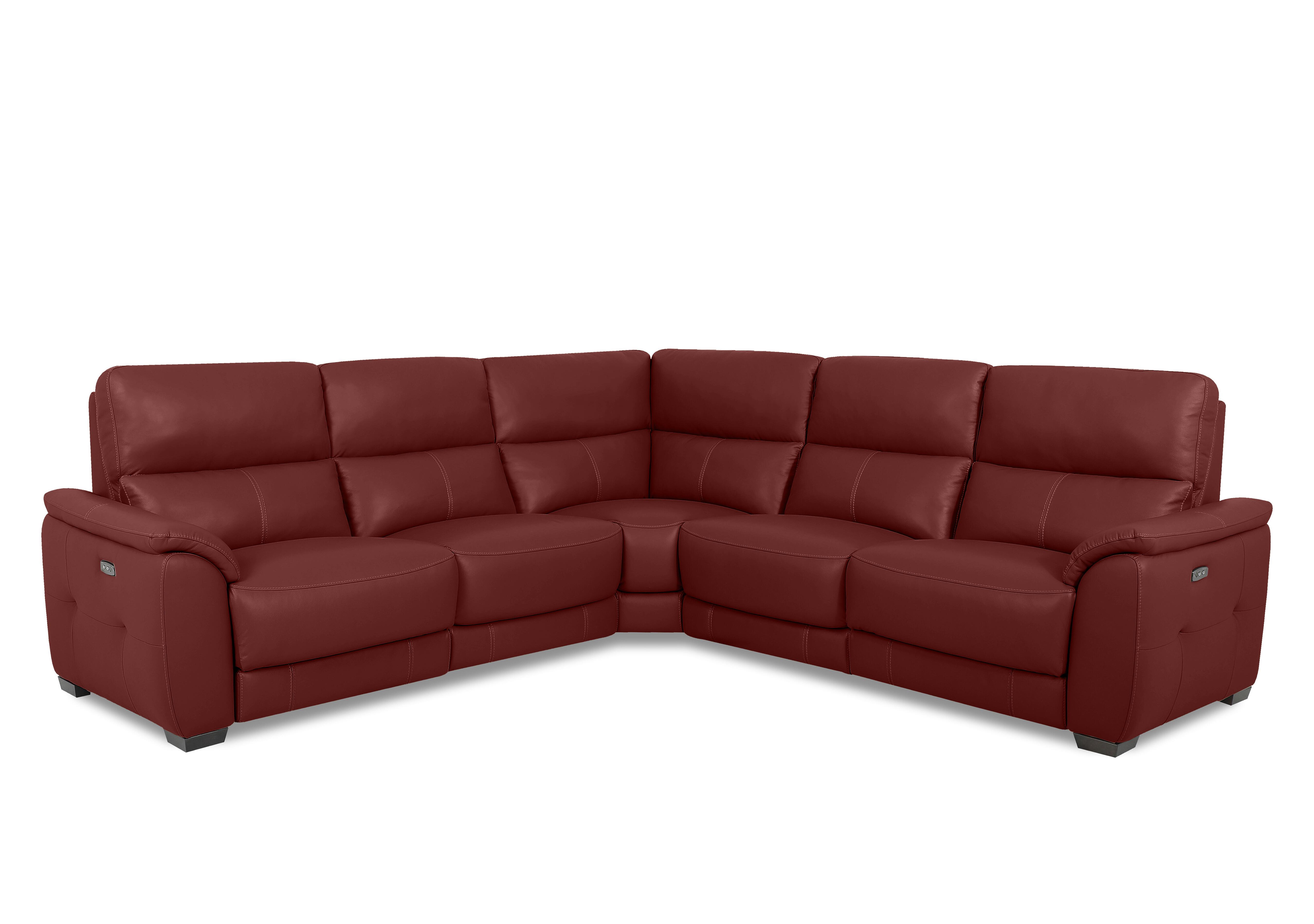 Saffron Large Leather Corner Sofa in Bv-035c Deep Red on Furniture Village