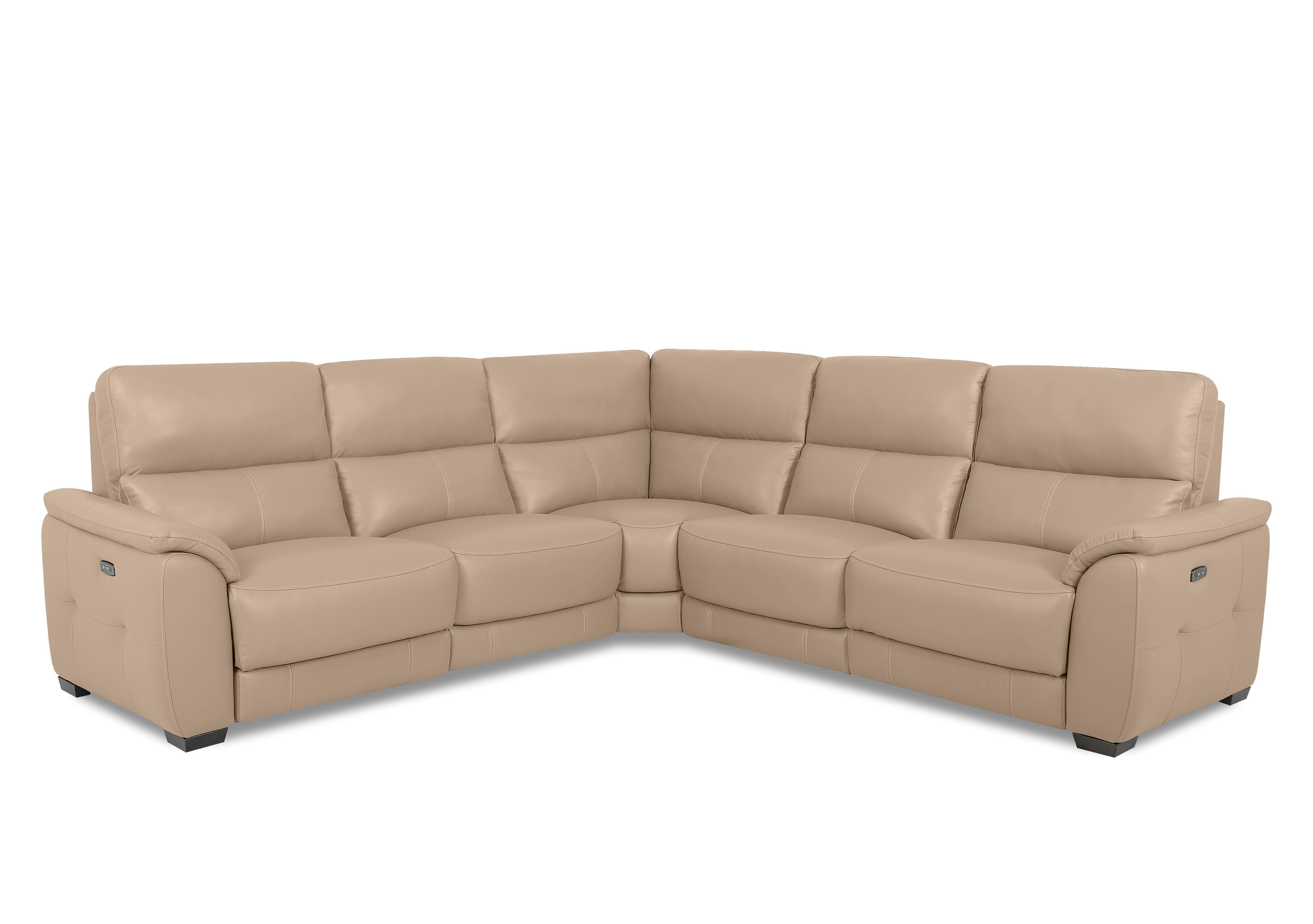 Saffron Large Leather Corner Sofa in Bv-039c Pebble on Furniture Village