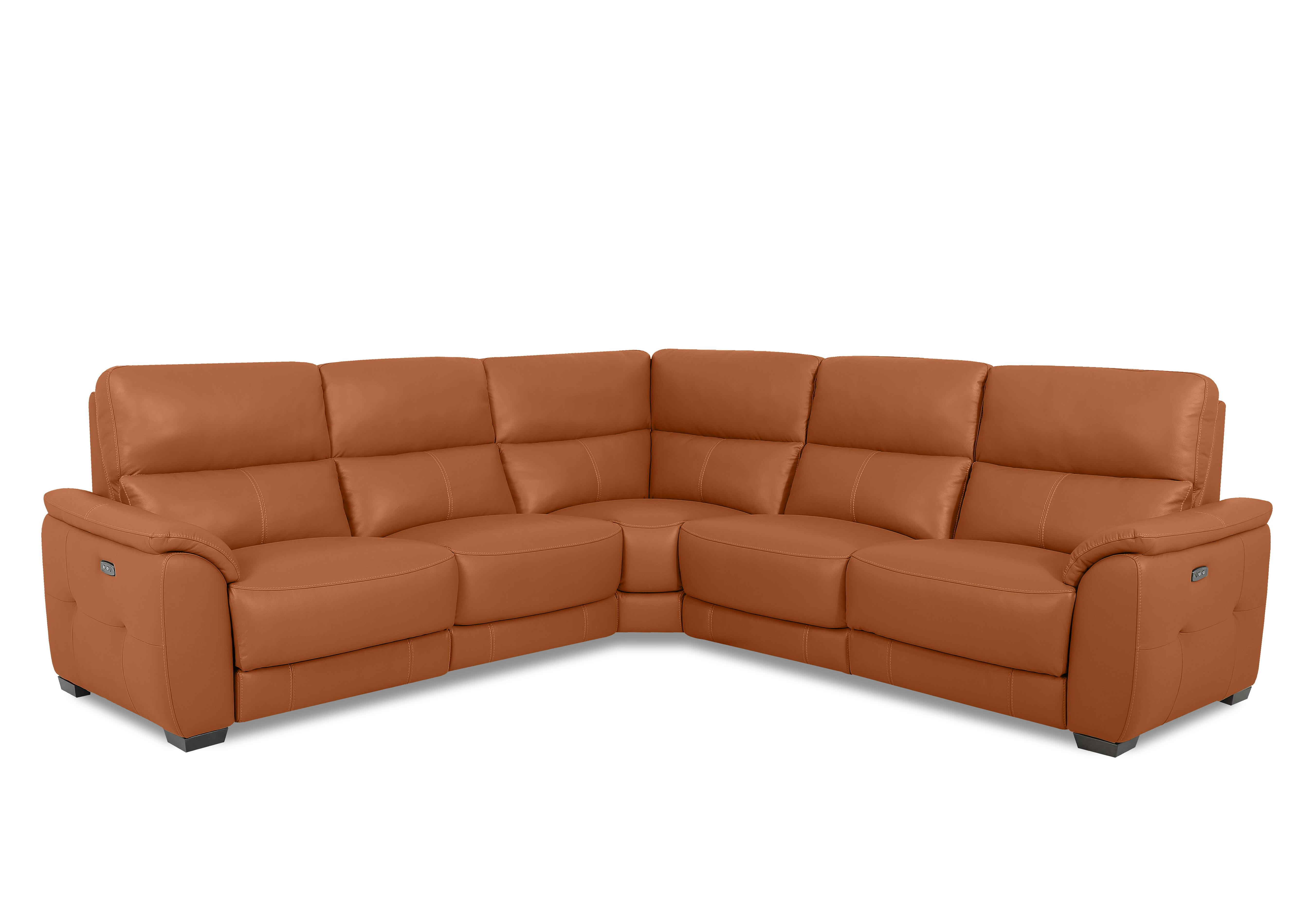 Saffron Large Leather Corner Sofa in Bv-334e Pecan Brown on Furniture Village