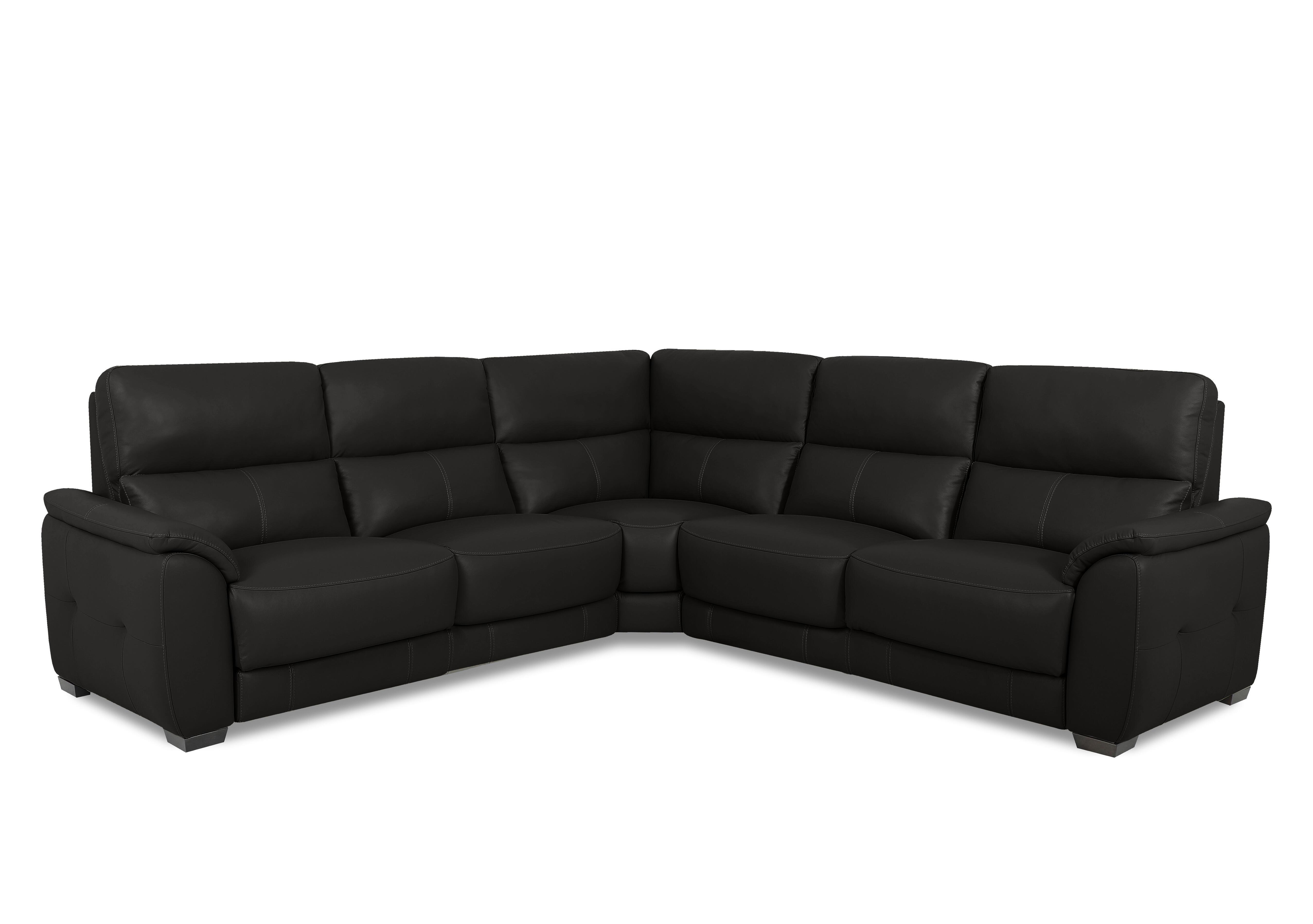 Saffron Large Leather Corner Sofa in Bv-3500 Black on Furniture Village