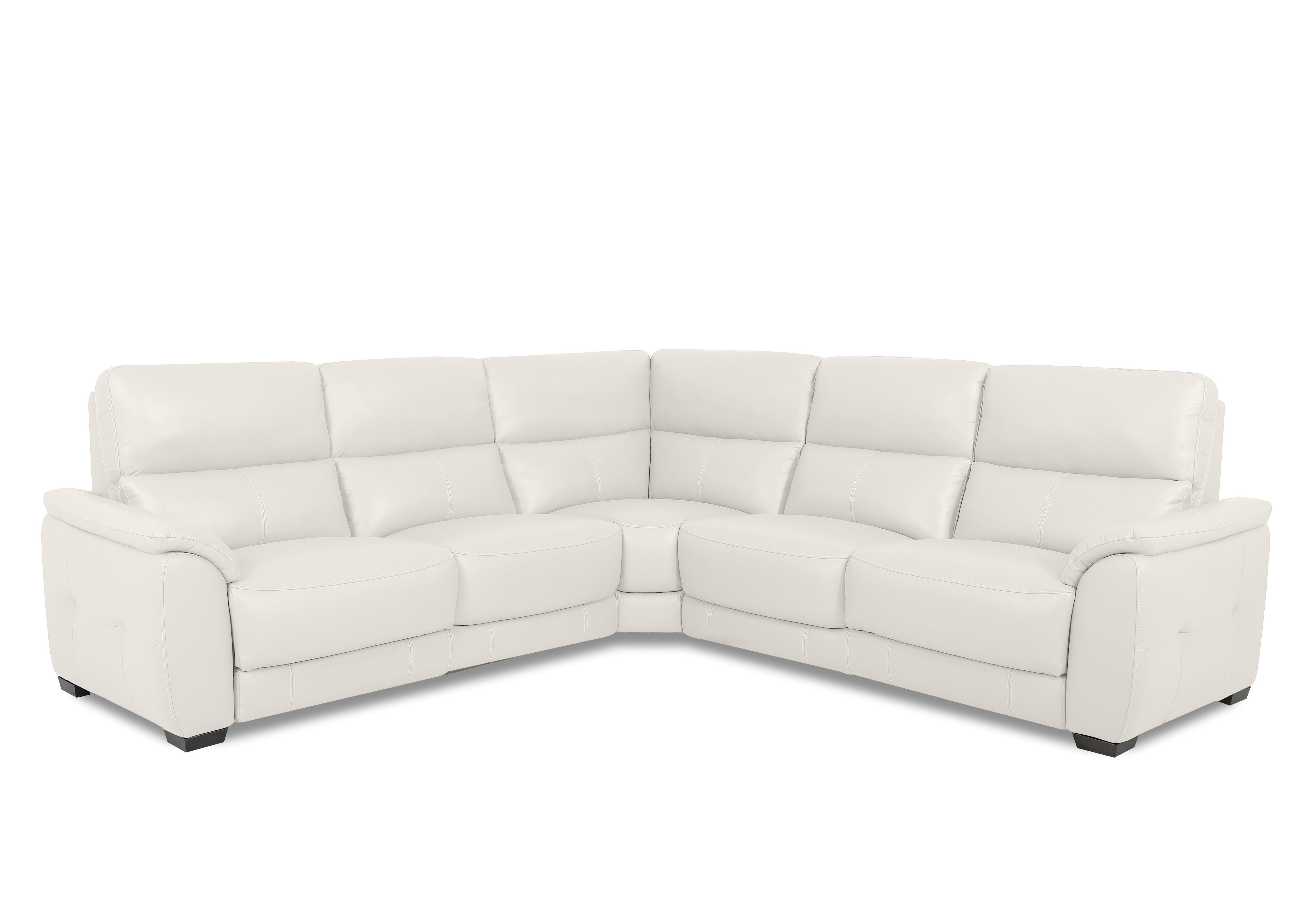 Saffron Large Leather Corner Sofa in Bv-744d Star White on Furniture Village
