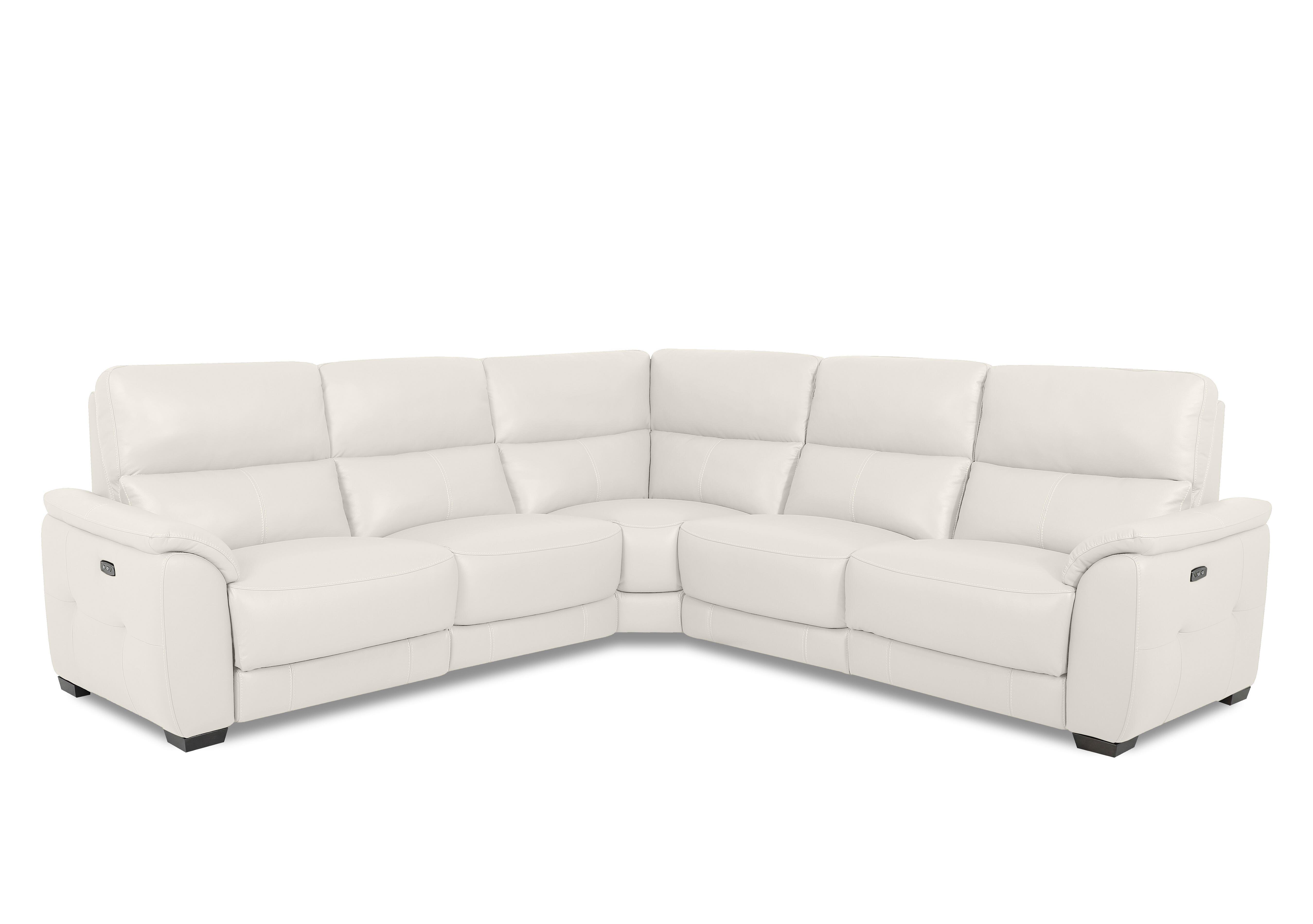Saffron Large Leather Corner Sofa in Bv-744d Star White on Furniture Village