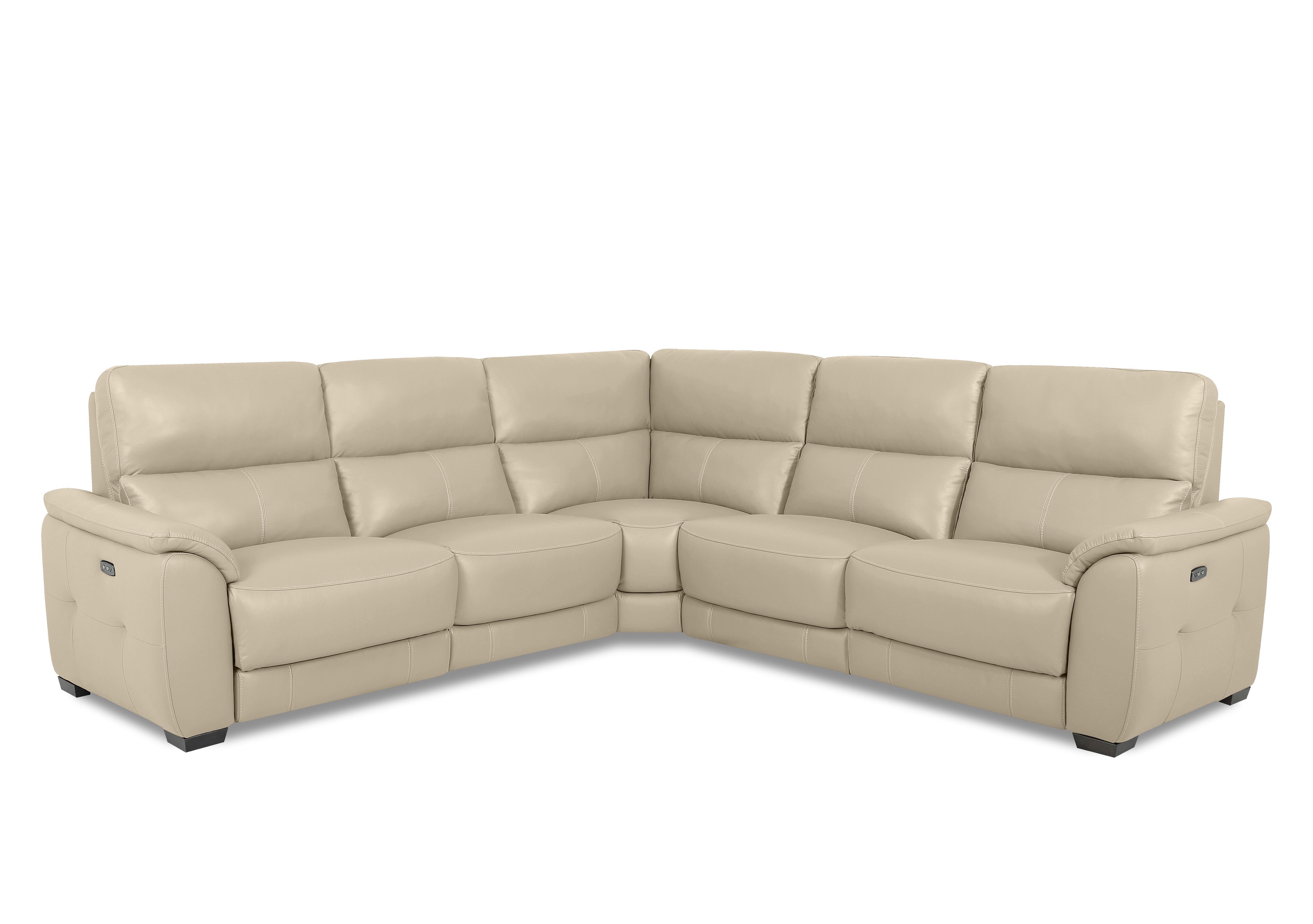Saffron Large Leather Corner Sofa in Bv-862c Bisque on Furniture Village