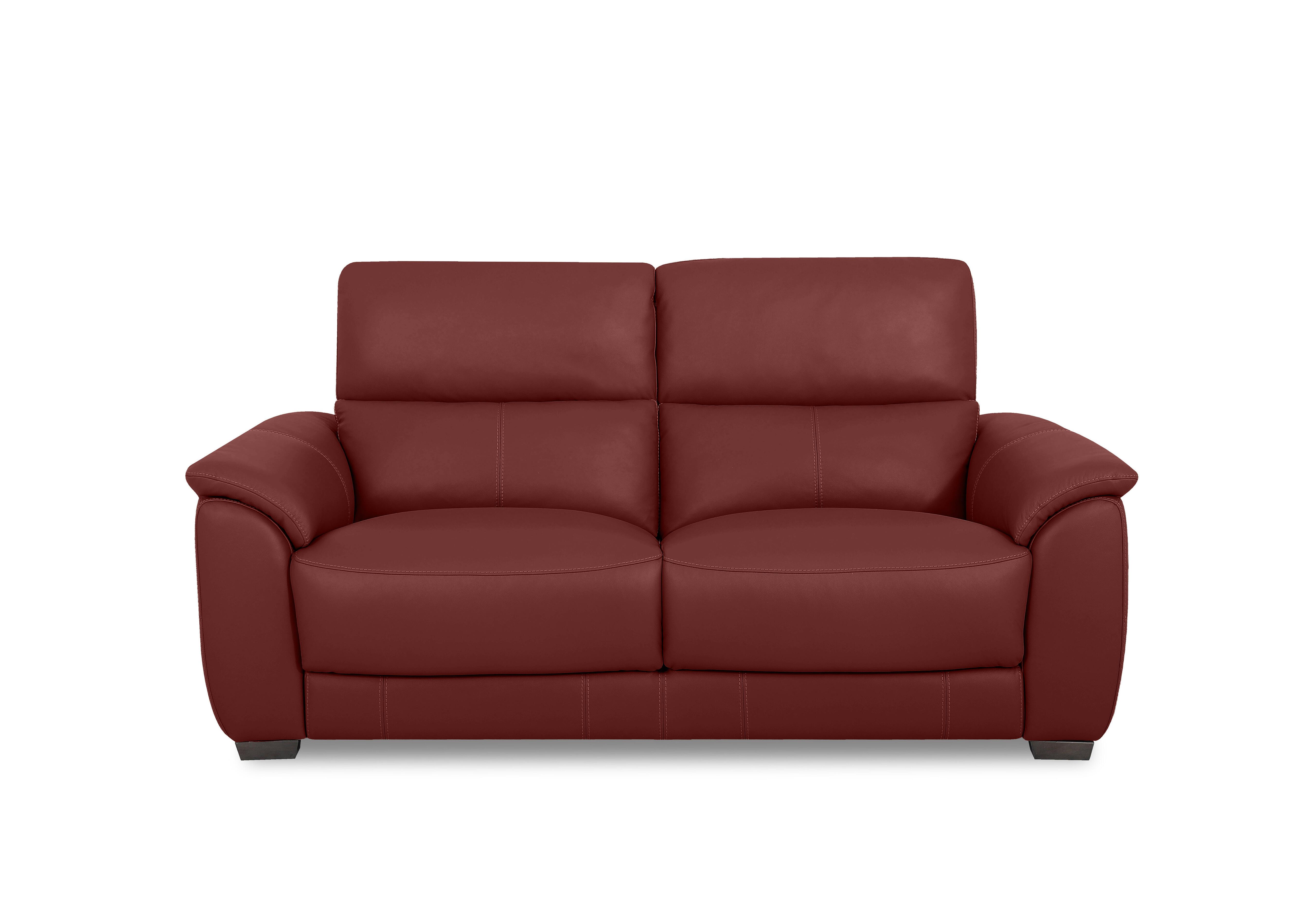 Saffron Leather 3 Seater Sofa in Bv-035c Deep Red on Furniture Village