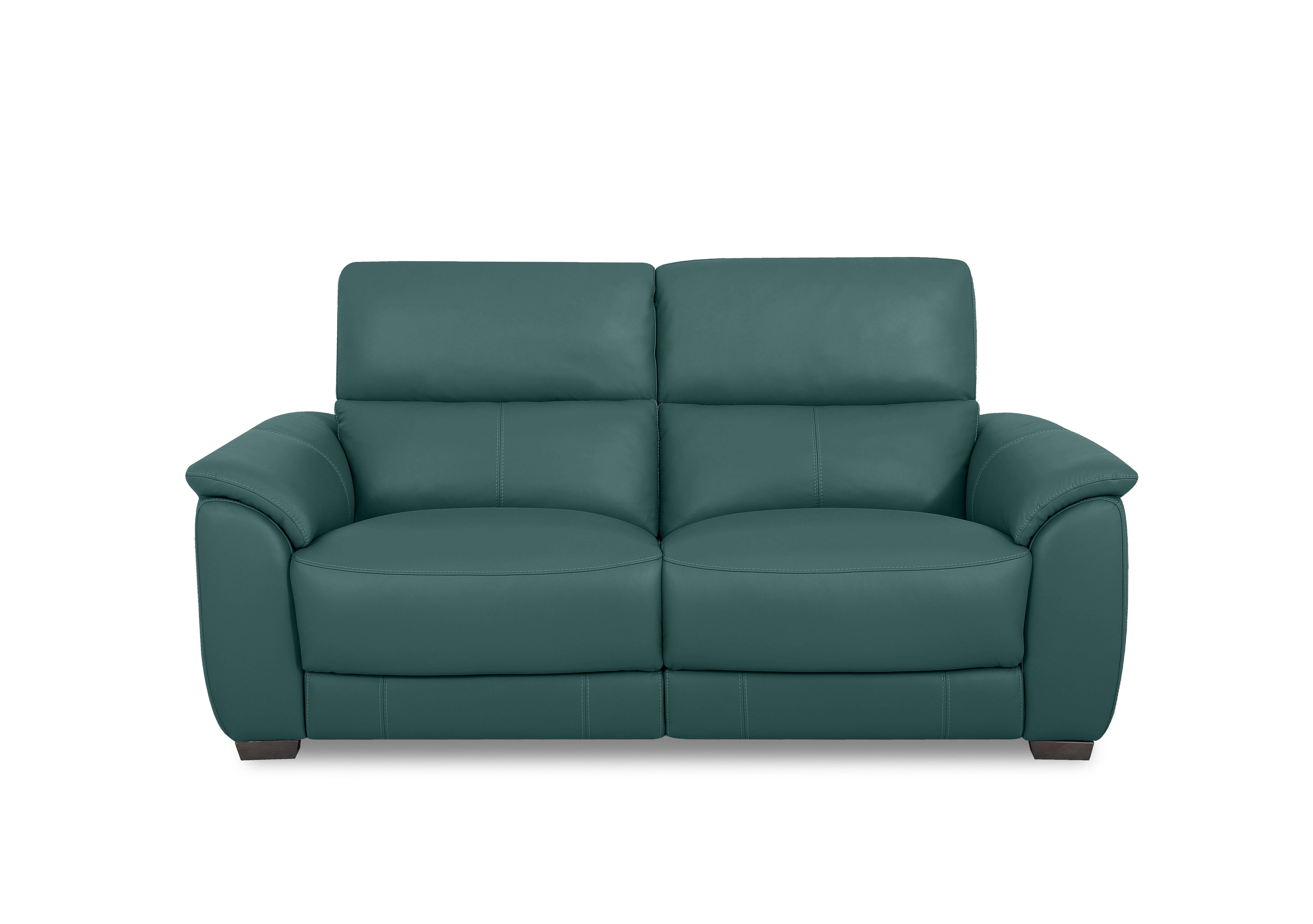 Saffron Leather 3 Seater Sofa in Bv-301e Lake Green on Furniture Village