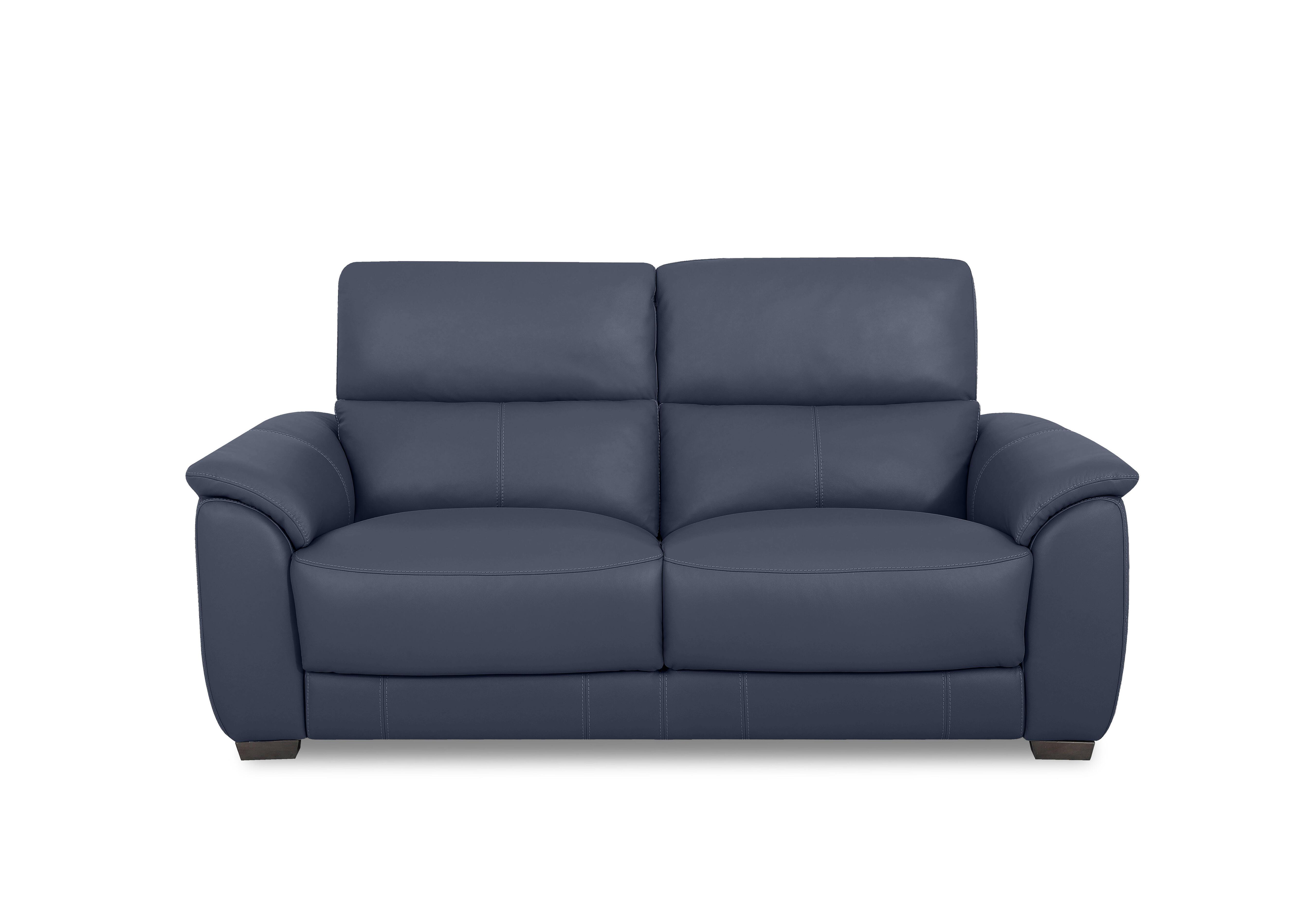 Saffron Leather 3 Seater Sofa in Bv-313e Ocean Blue on Furniture Village