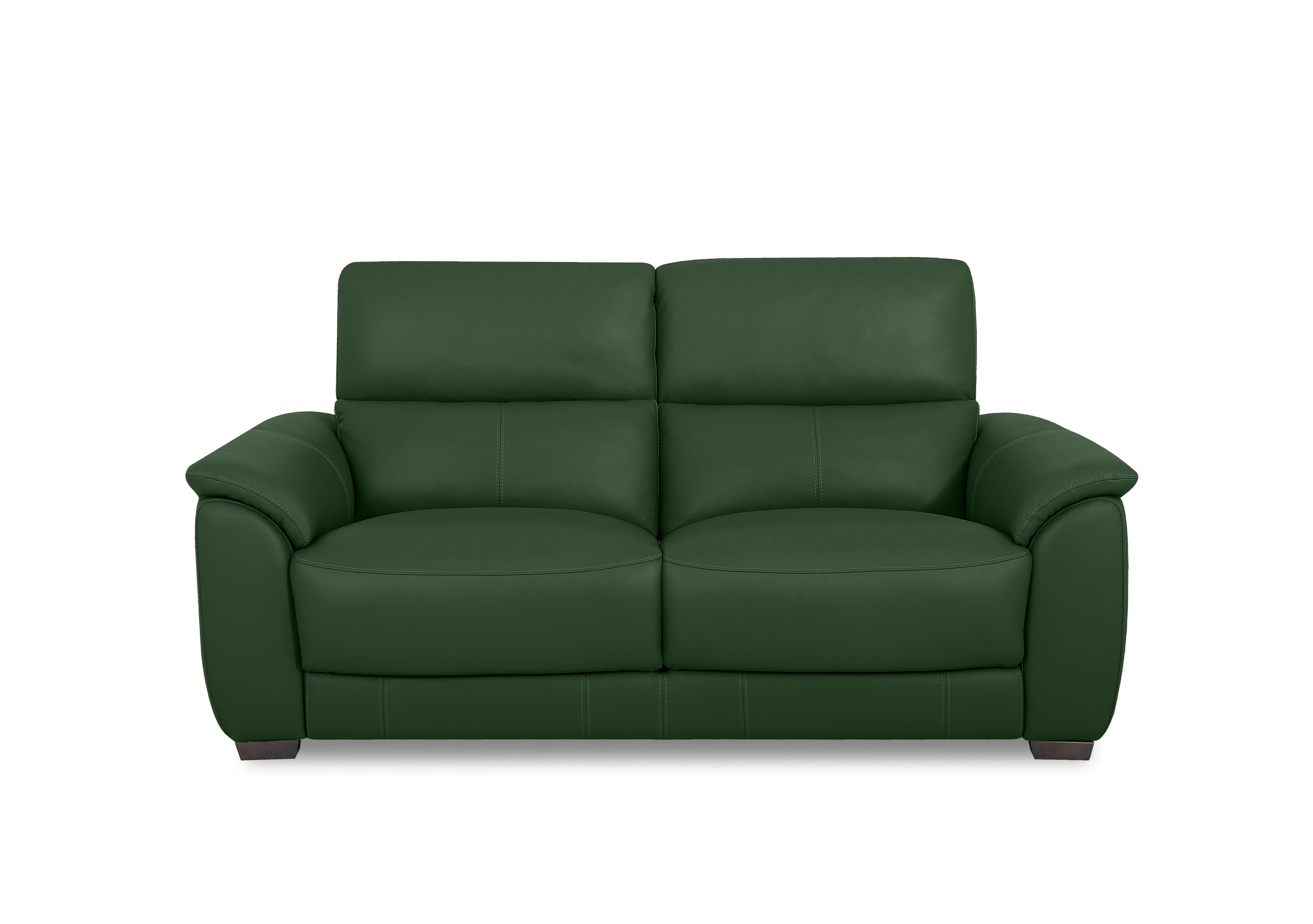 Saffron Leather 3 Seater Sofa in Bv-371e Chive Green on Furniture Village