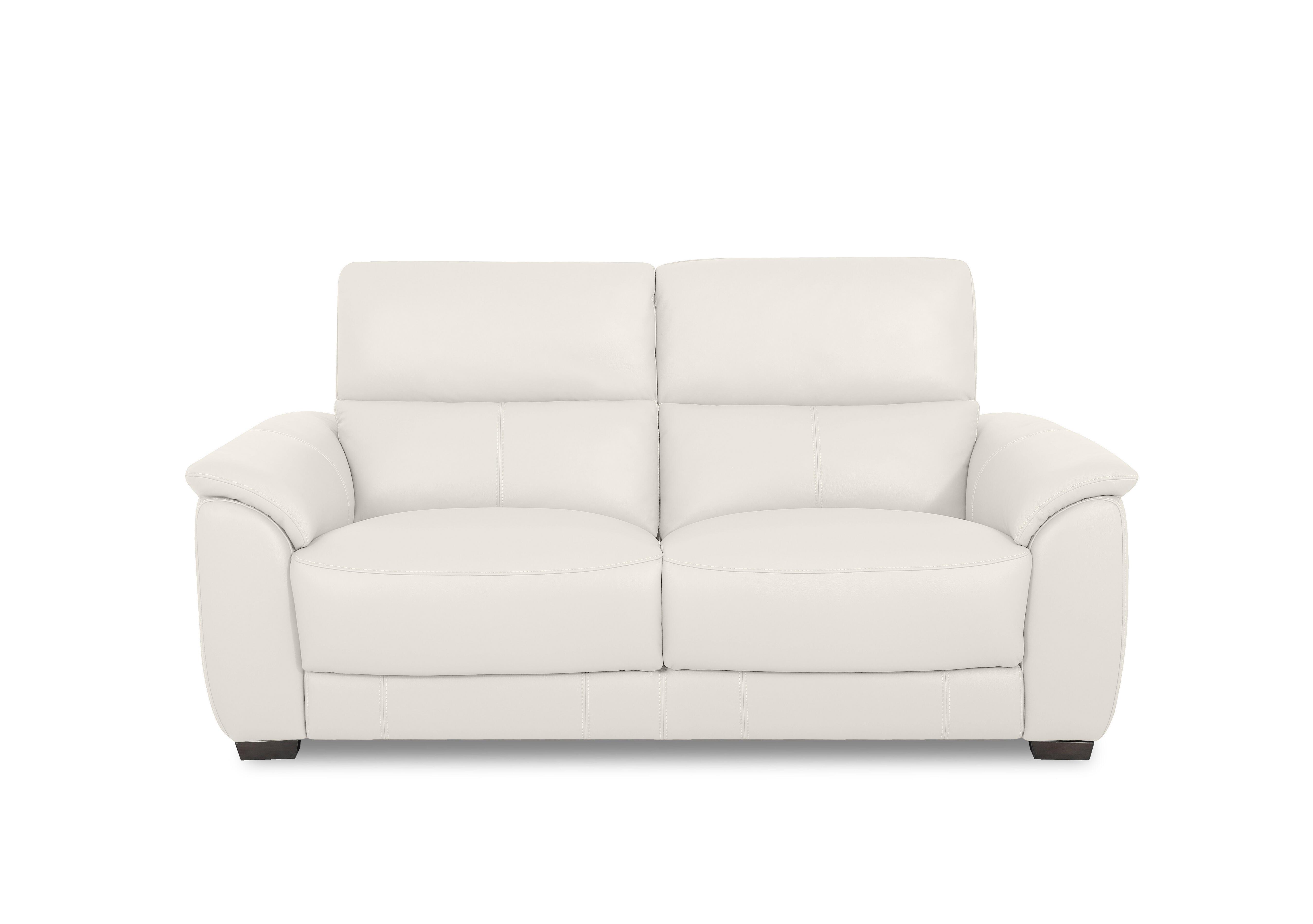 Saffron Leather 3 Seater Sofa in Bv-744d Star White on Furniture Village