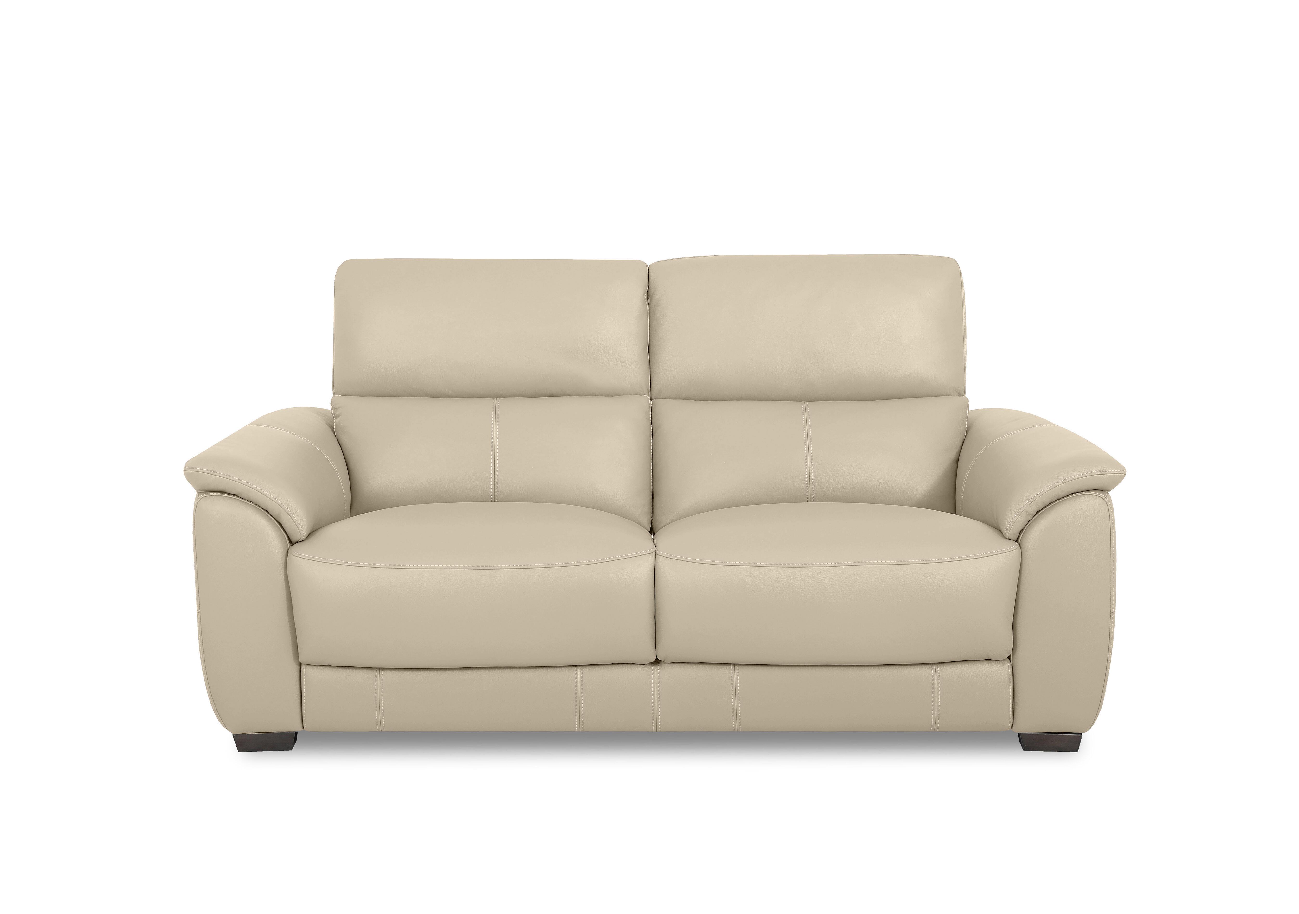 Saffron Leather 3 Seater Sofa in Bv-862c Bisque on Furniture Village