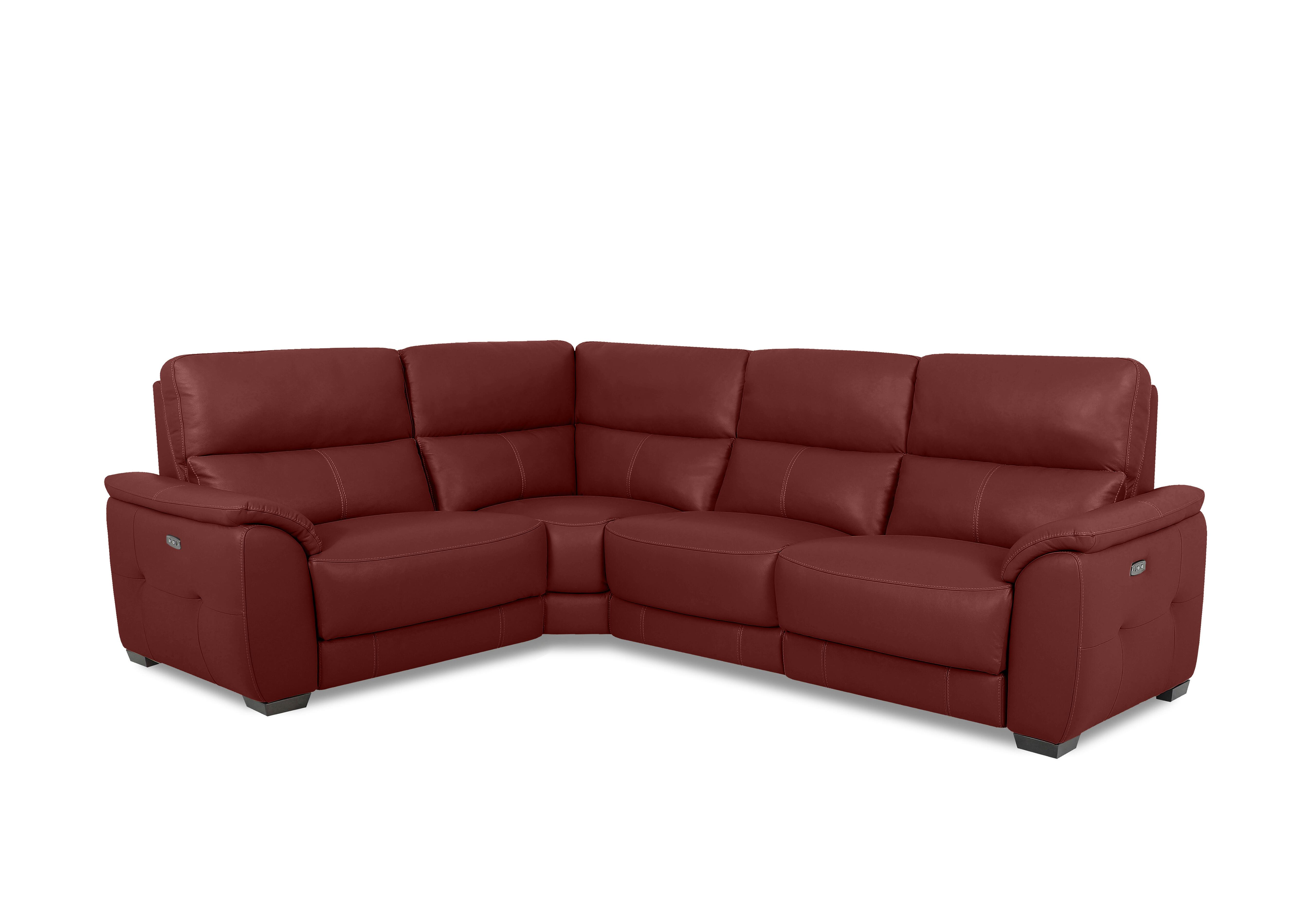 Saffron Small Leather Corner Sofa in Bv-035c Deep Red on Furniture Village