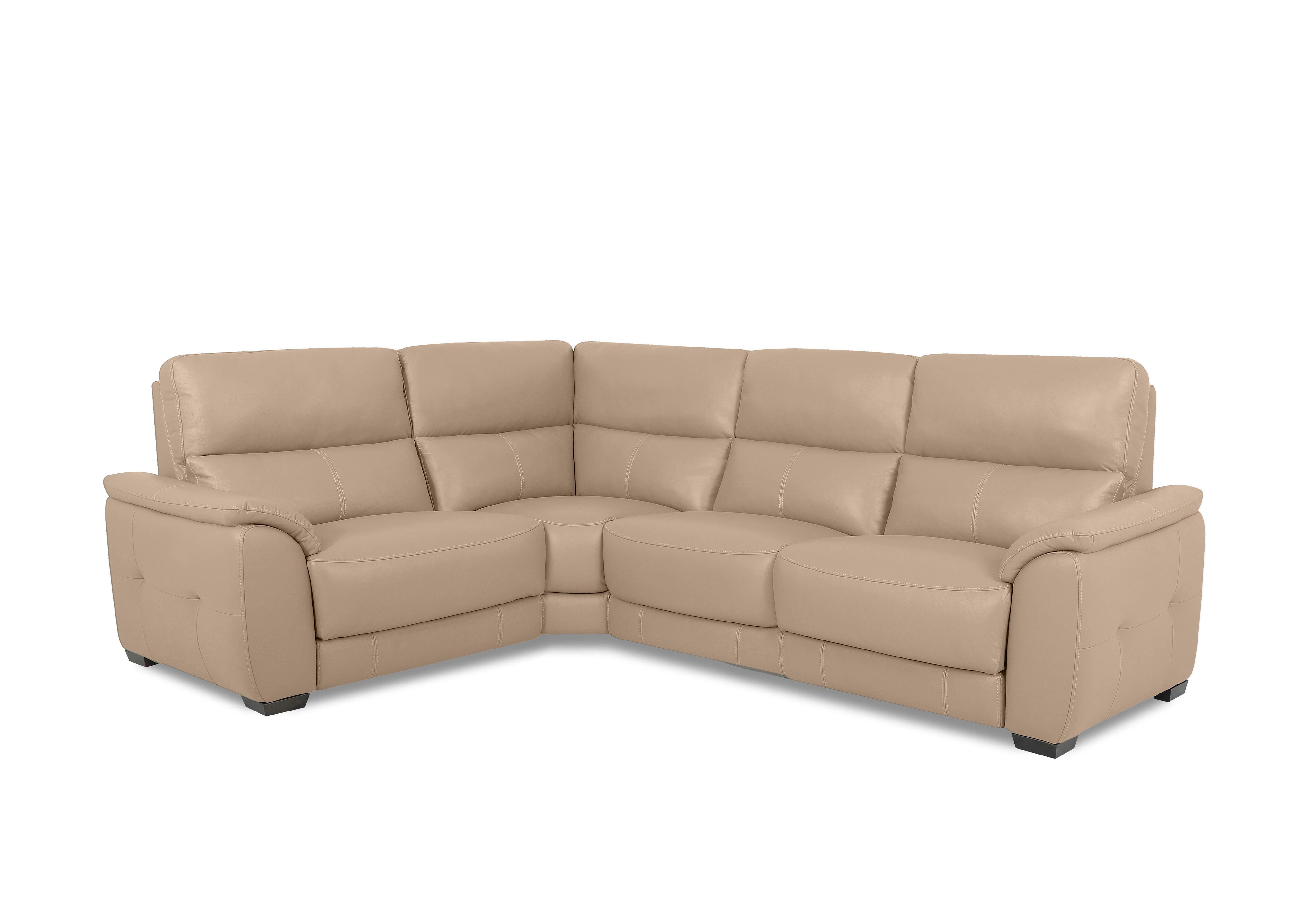 Saffron Small Leather Corner Sofa in Bv-039c Pebble on Furniture Village