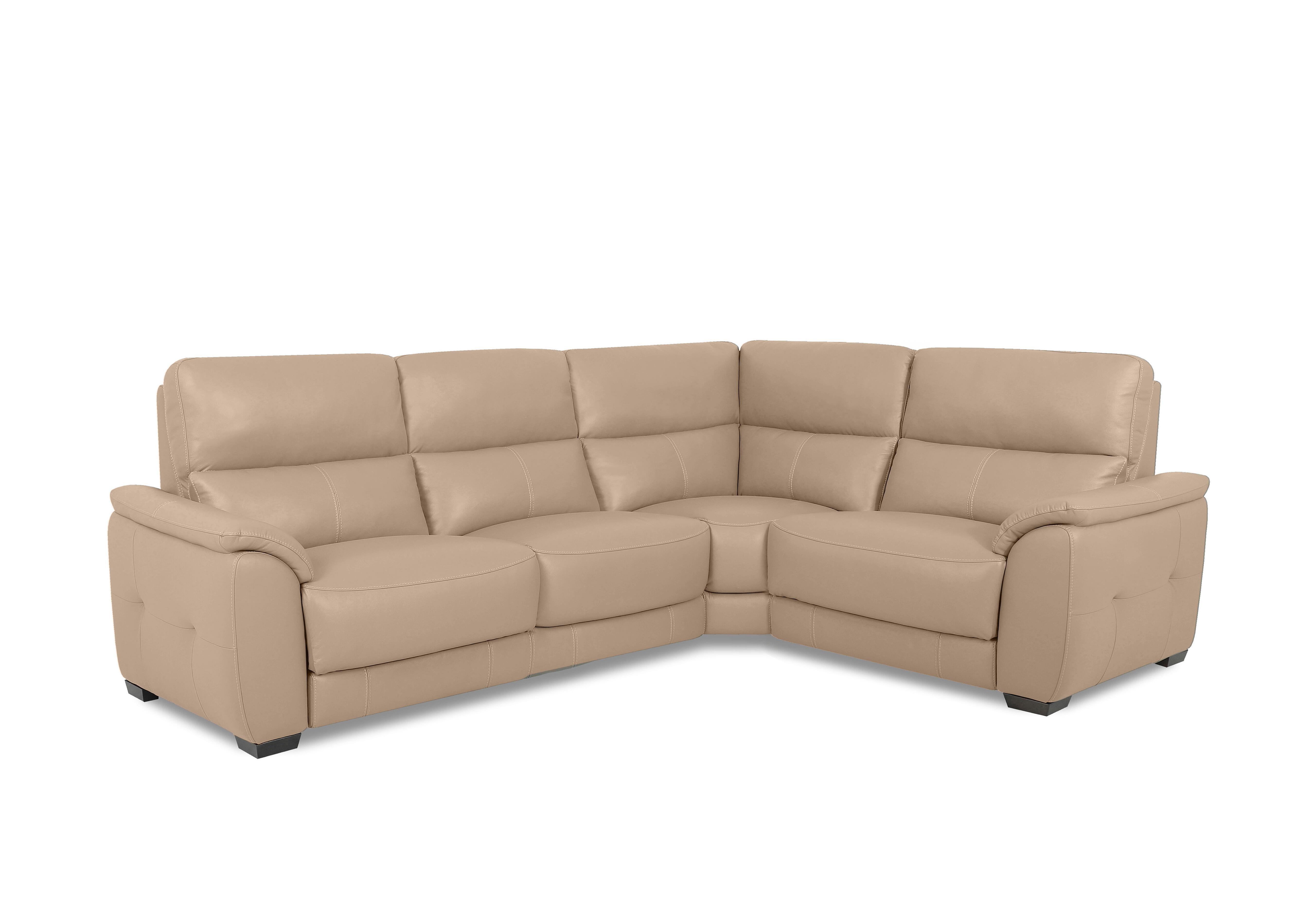 Saffron Small Leather Corner Sofa in Bv-039c Pebble on Furniture Village