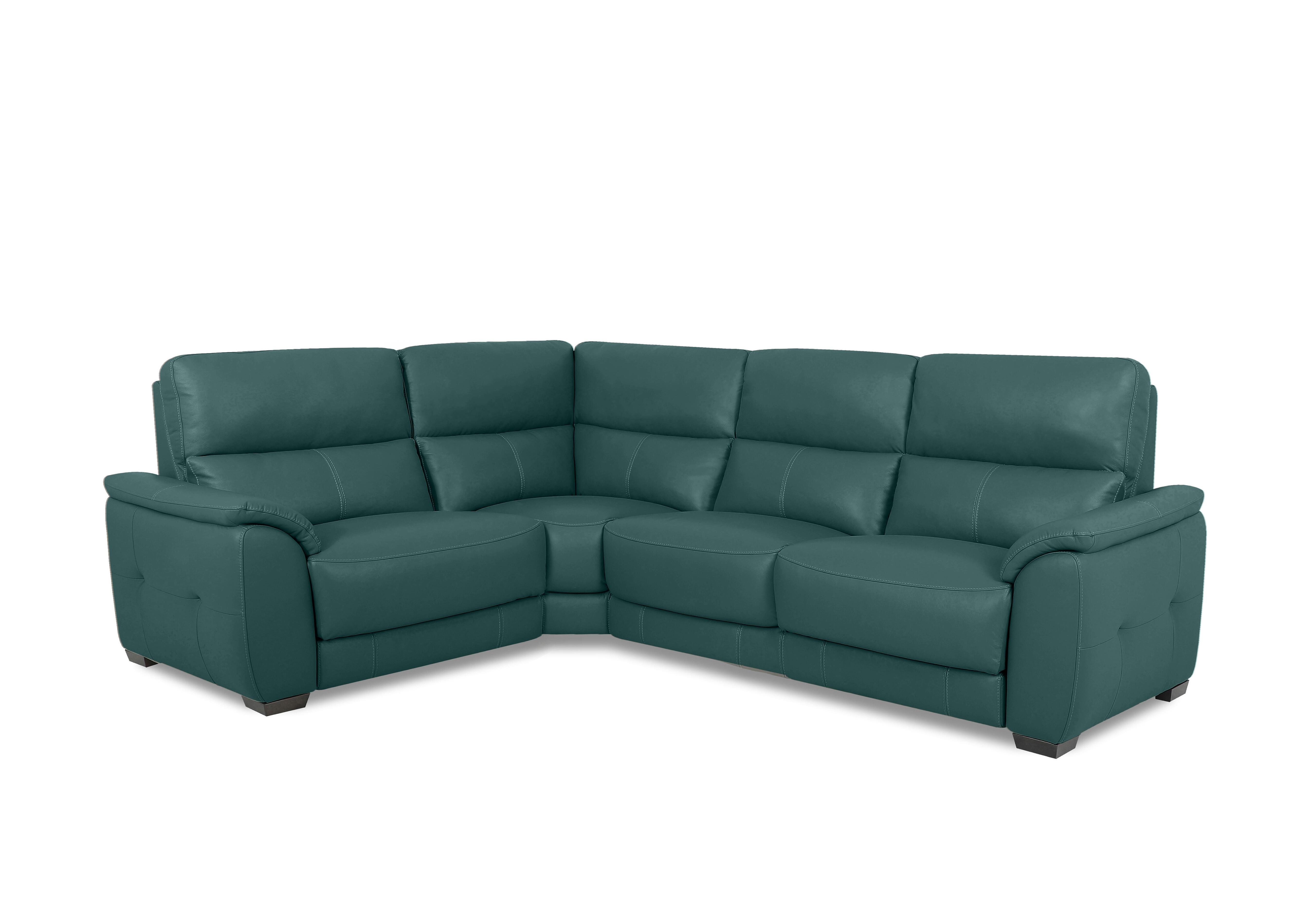 Saffron Small Leather Corner Sofa in Bv-301e Lake Green on Furniture Village
