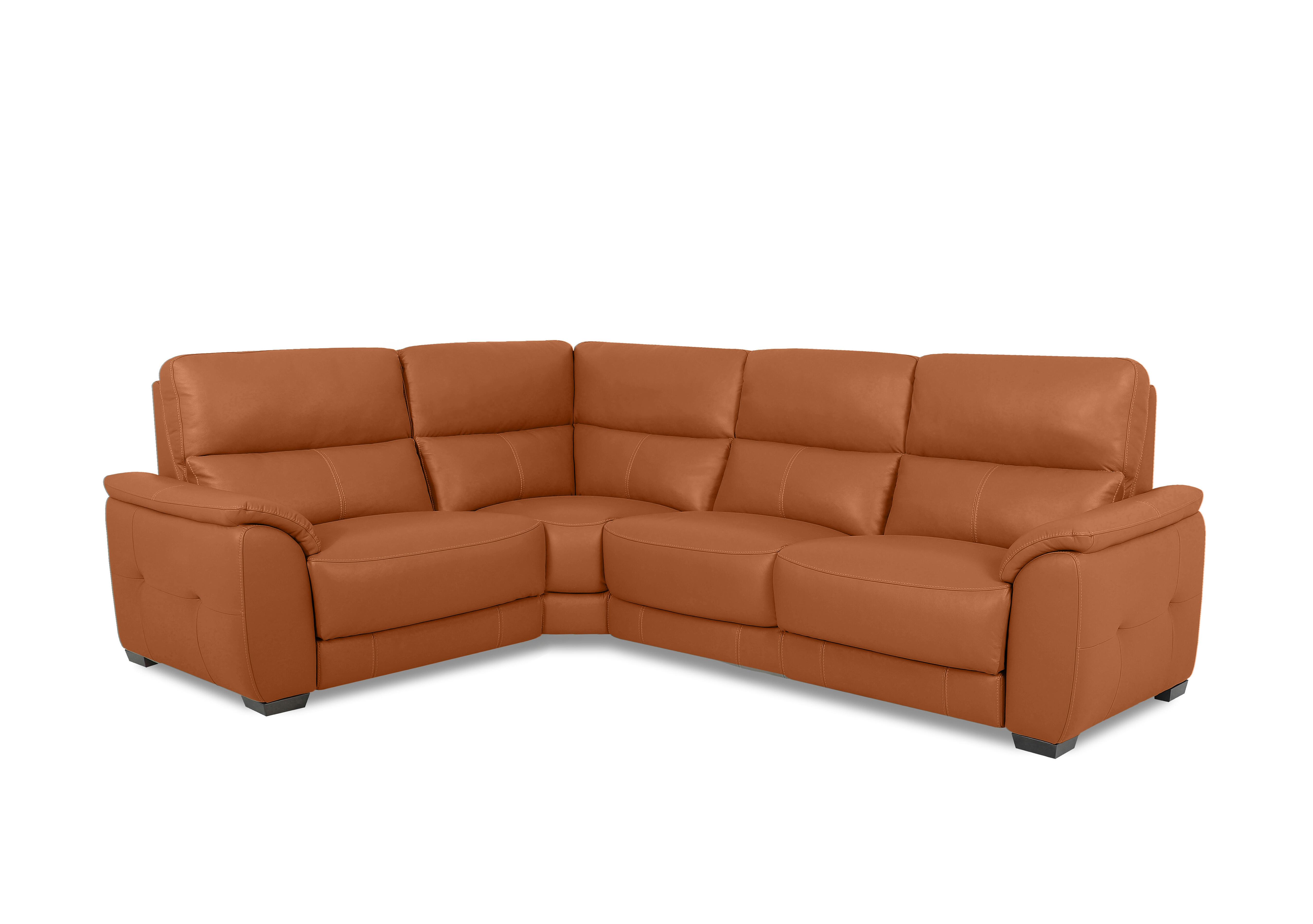 Saffron Small Leather Corner Sofa in Bv-334e Pecan Brown on Furniture Village