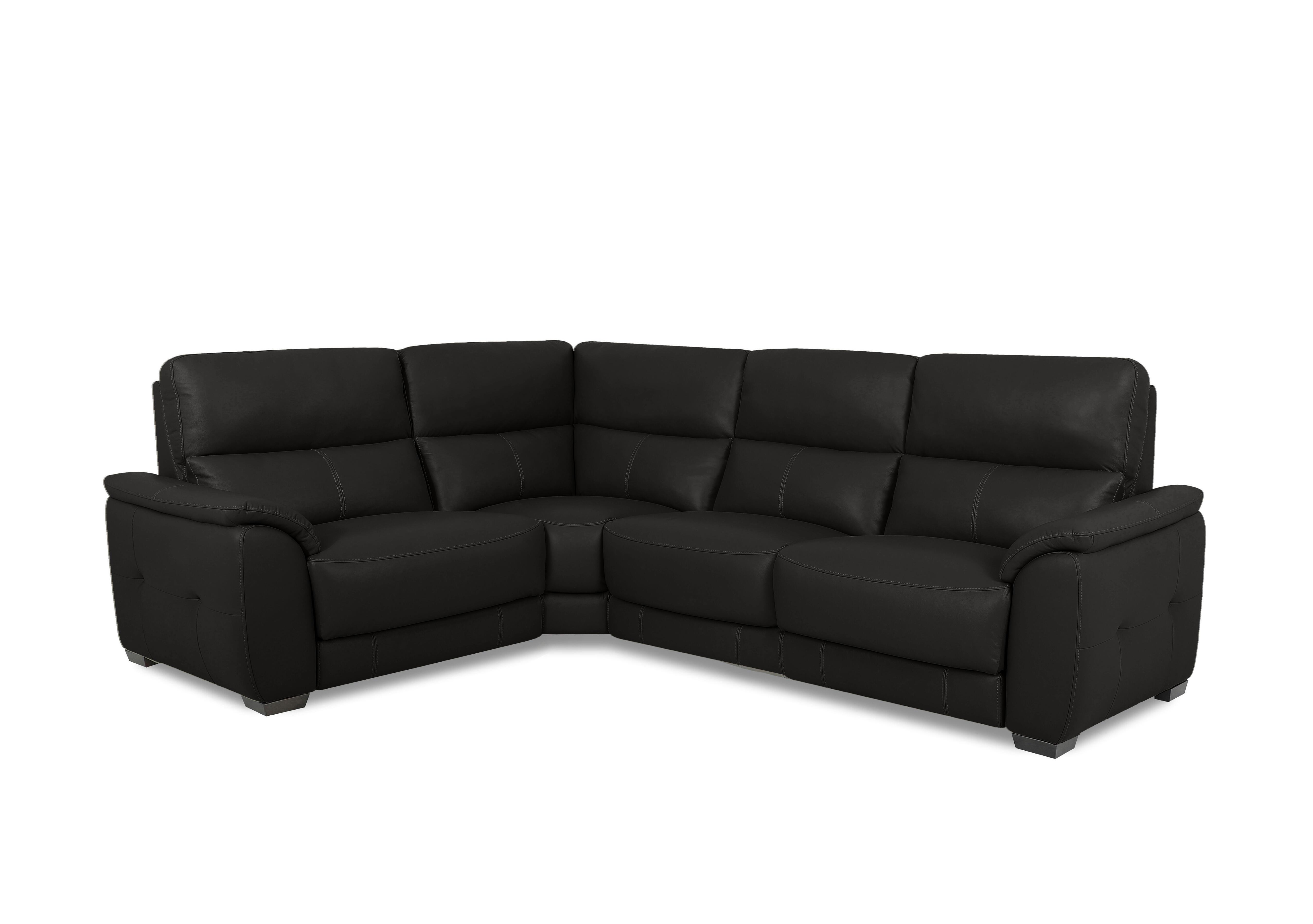 Saffron Small Leather Corner Sofa in Bv-3500 Black on Furniture Village