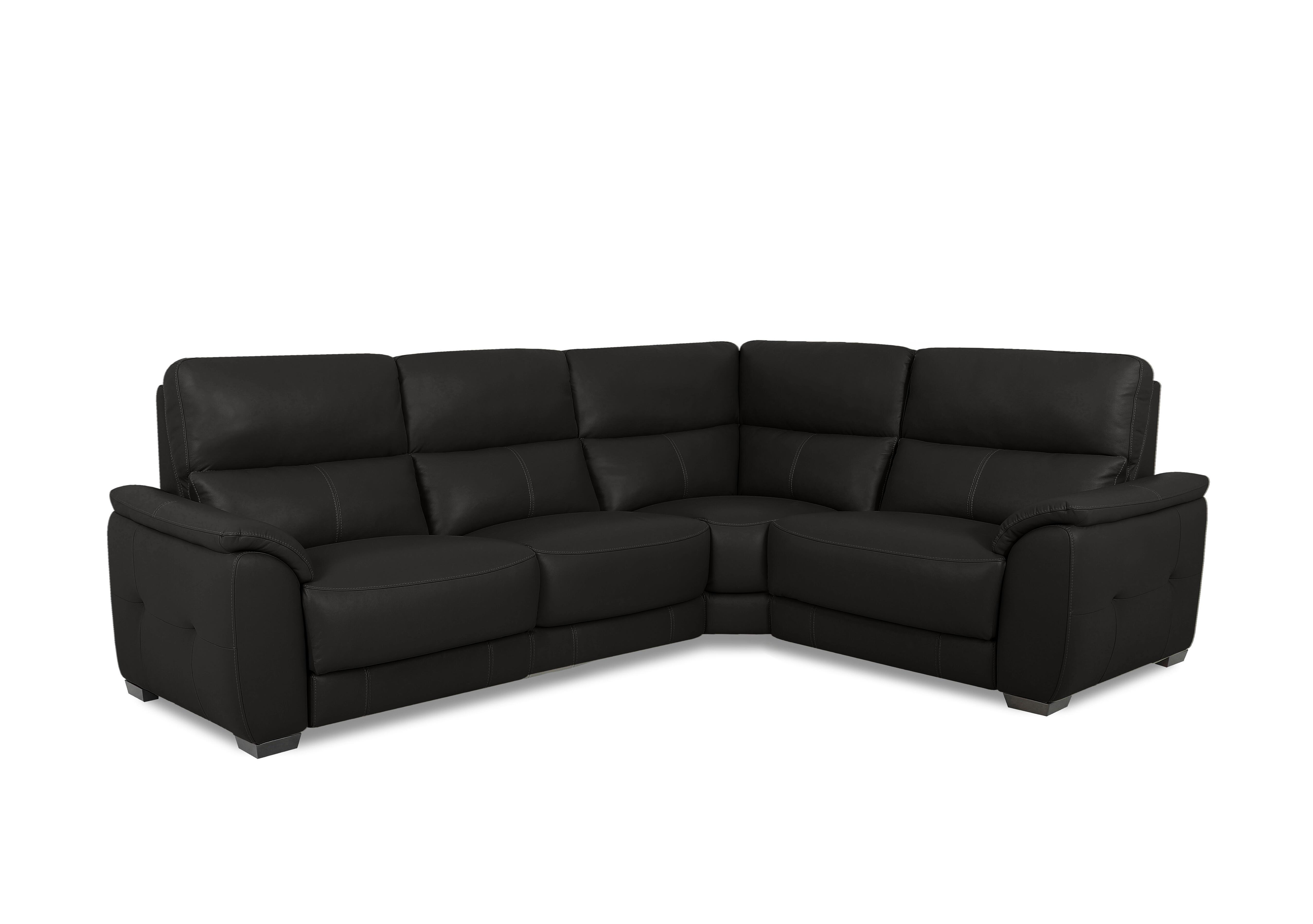 Saffron Small Leather Corner Sofa in Bv-3500 Black on Furniture Village