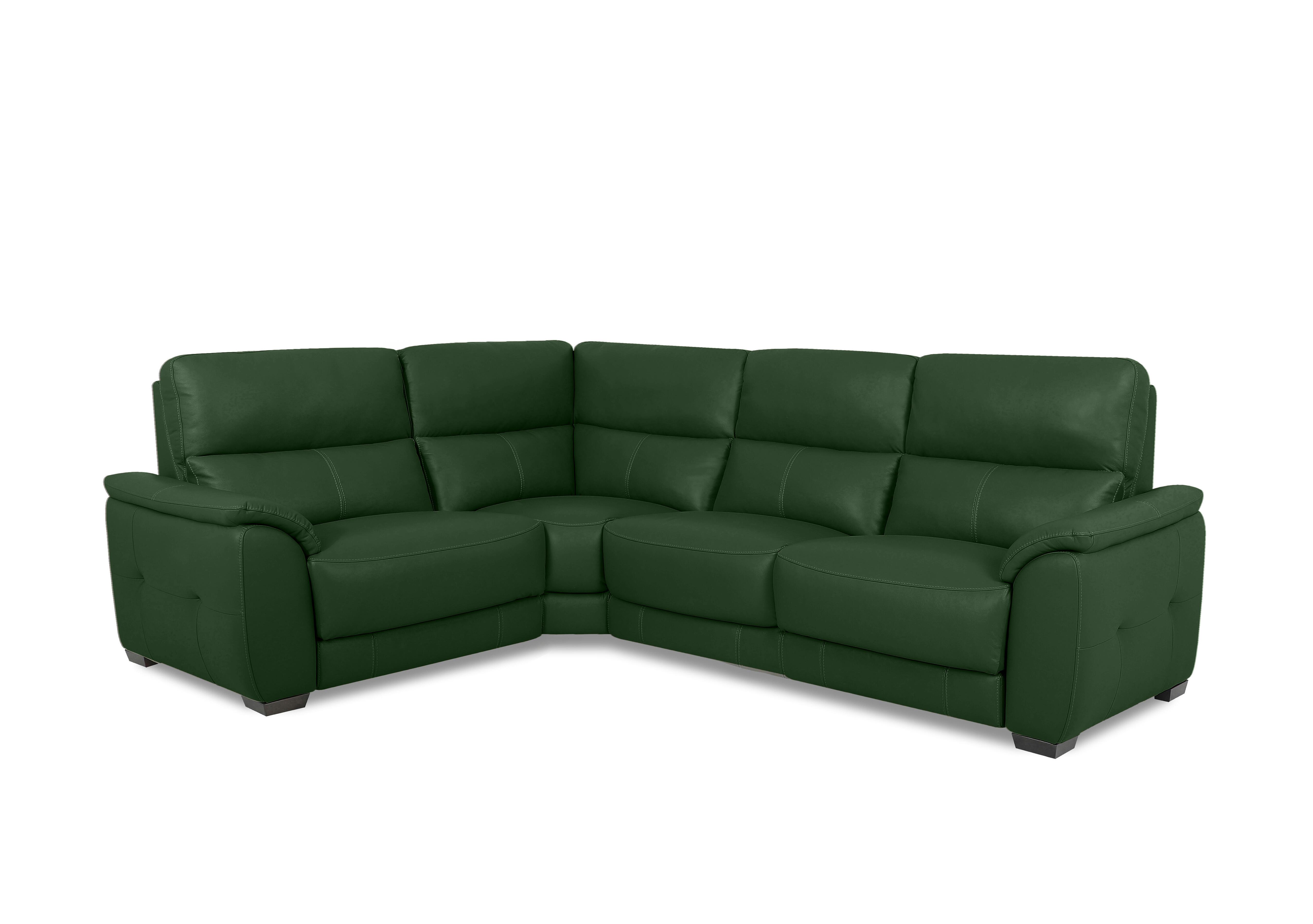 Saffron Small Leather Corner Sofa in Bv-371e Chive Green on Furniture Village
