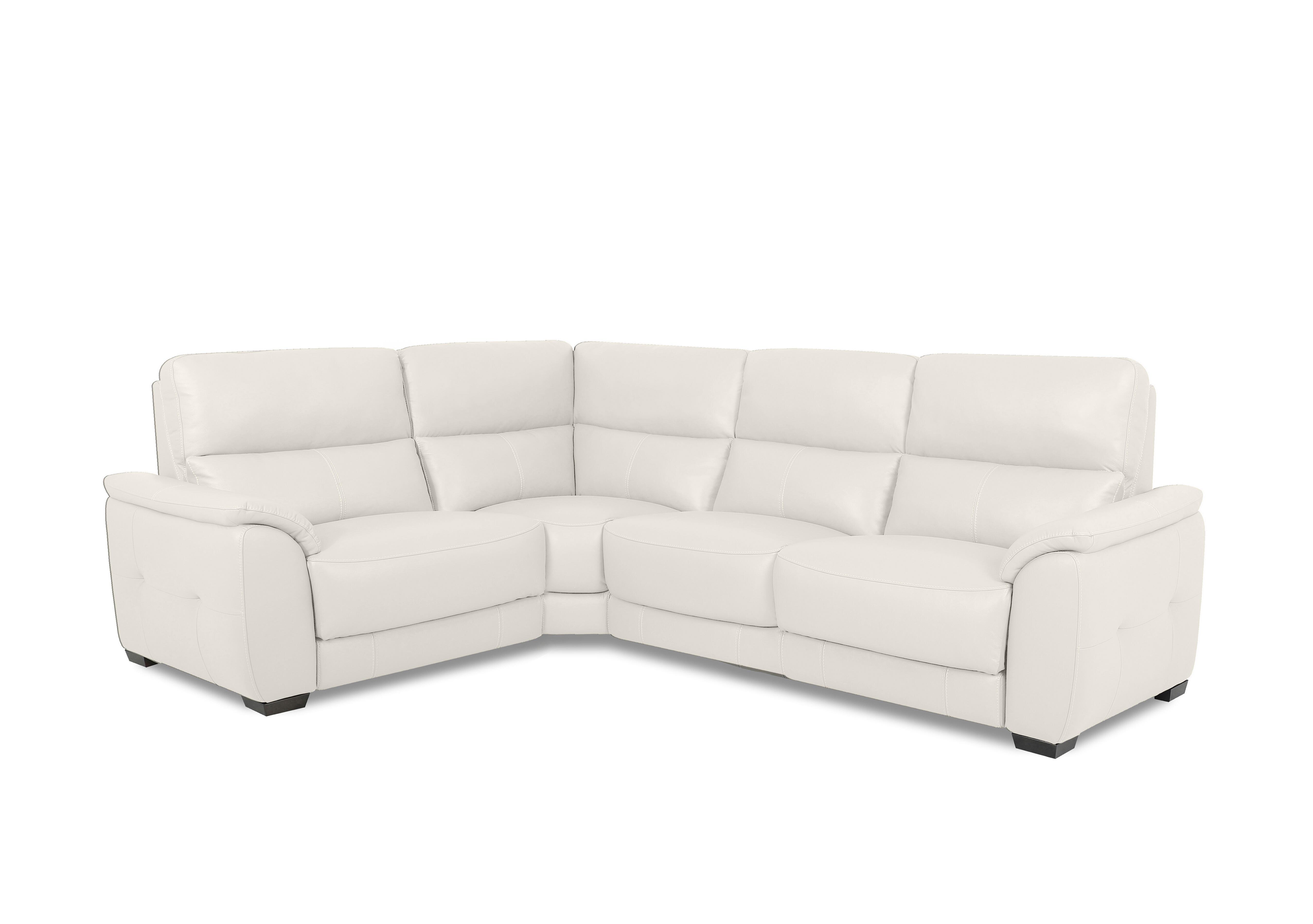 Saffron Small Leather Corner Sofa in Bv-744d Star White on Furniture Village