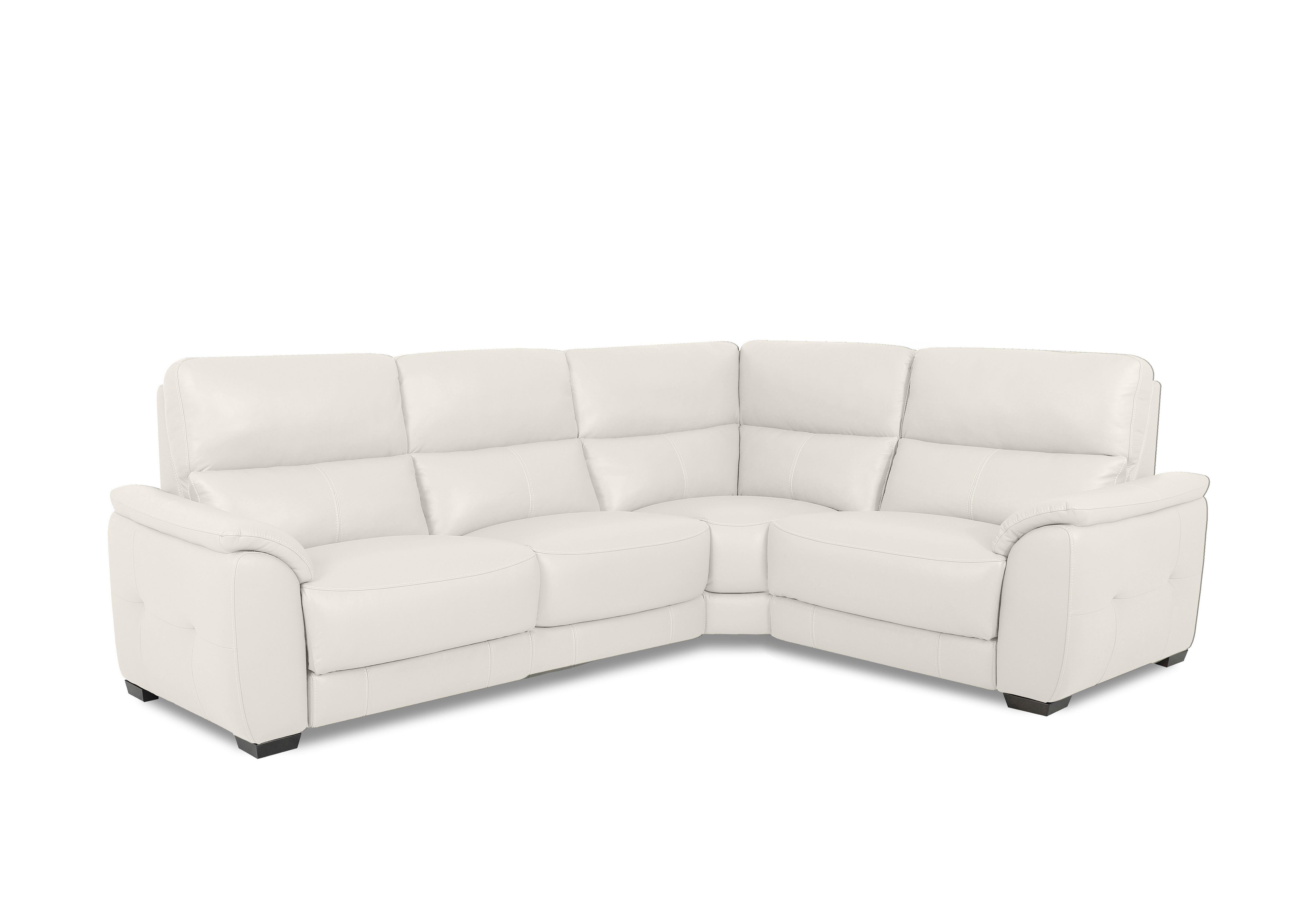 Saffron Small Leather Corner Sofa in Bv-744d Star White on Furniture Village