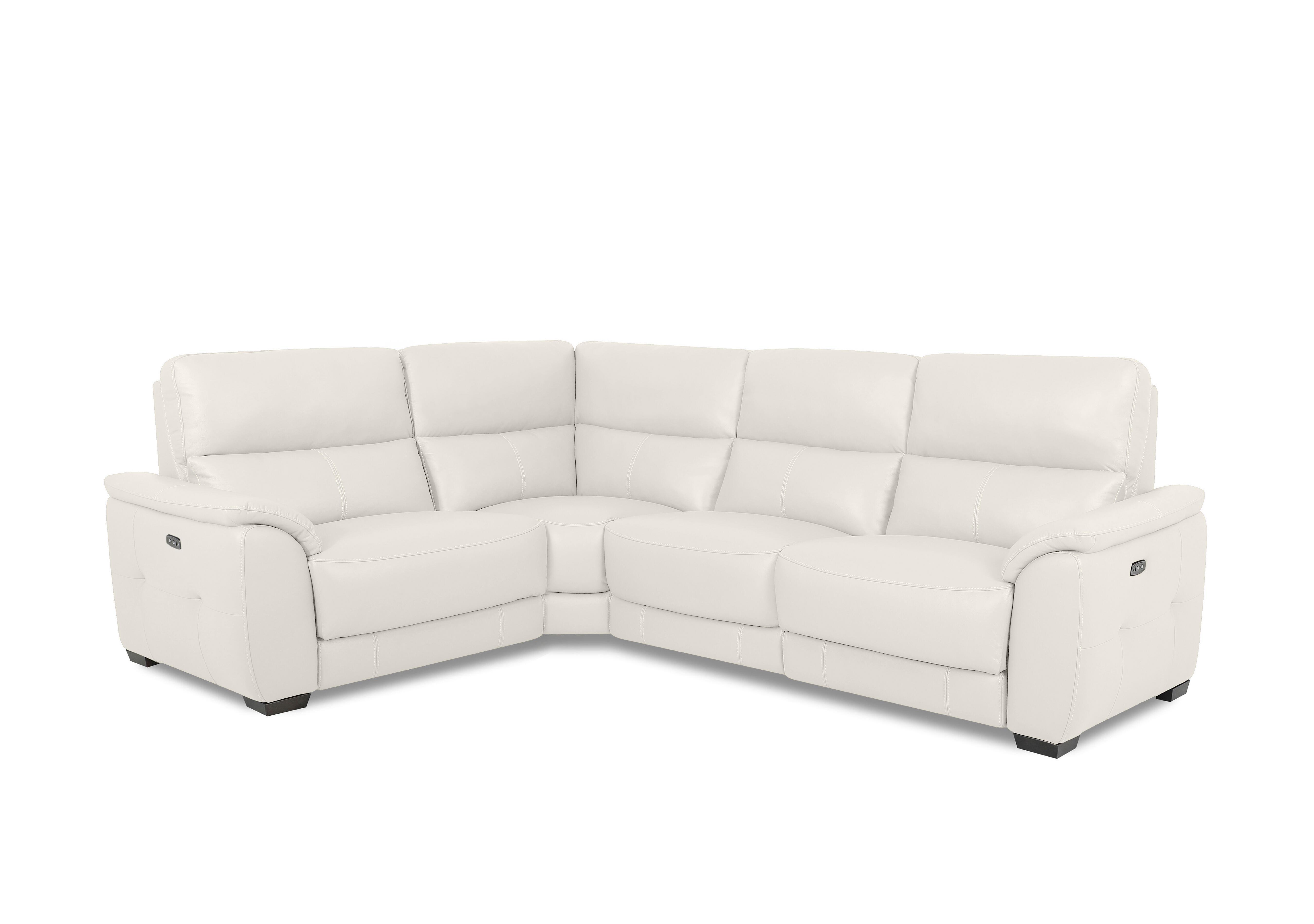 Saffron Small Leather Corner Sofa in Bv-744d Star White on Furniture Village
