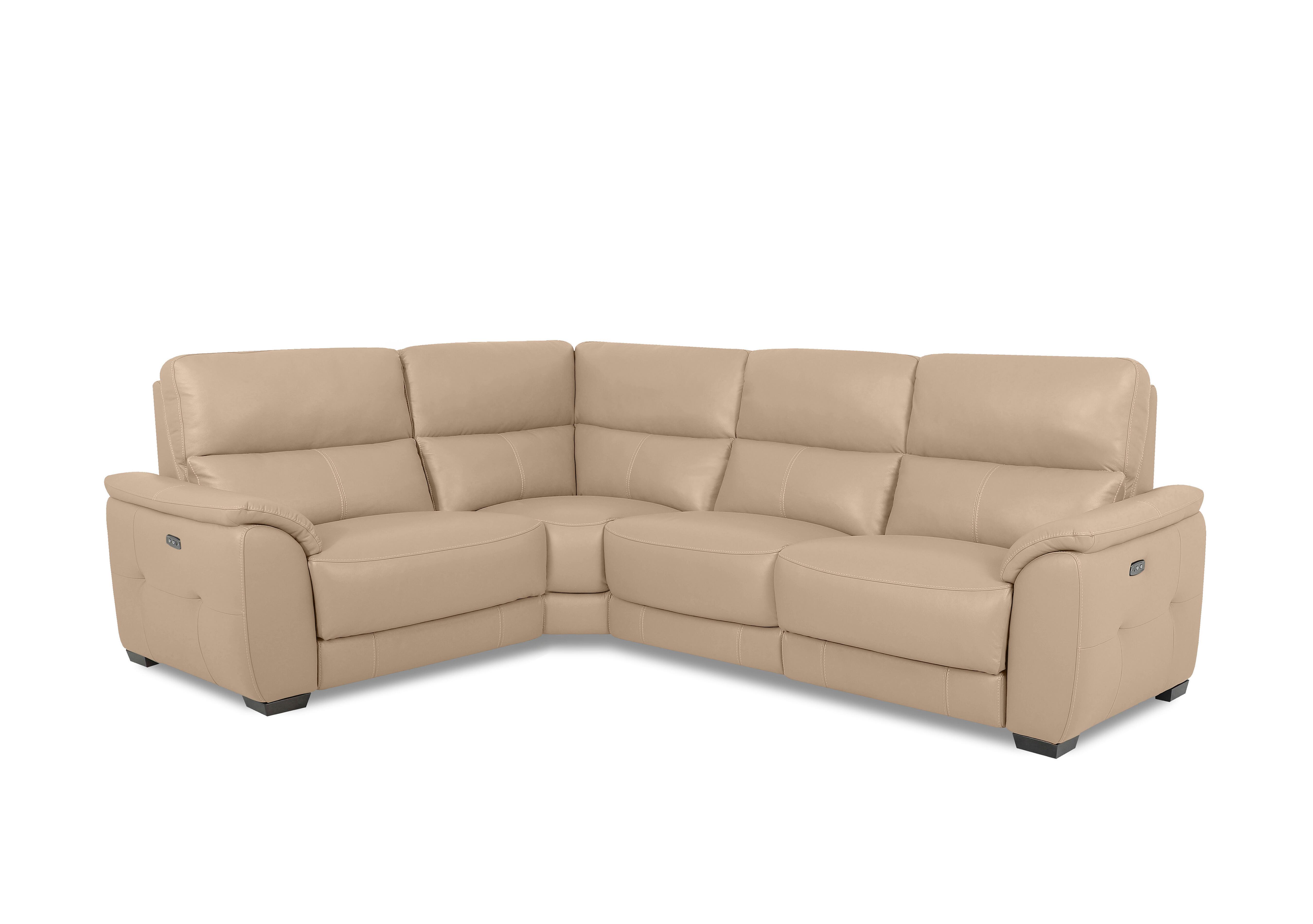 Saffron Small Leather Corner Sofa in Bv-8475 Nude on Furniture Village
