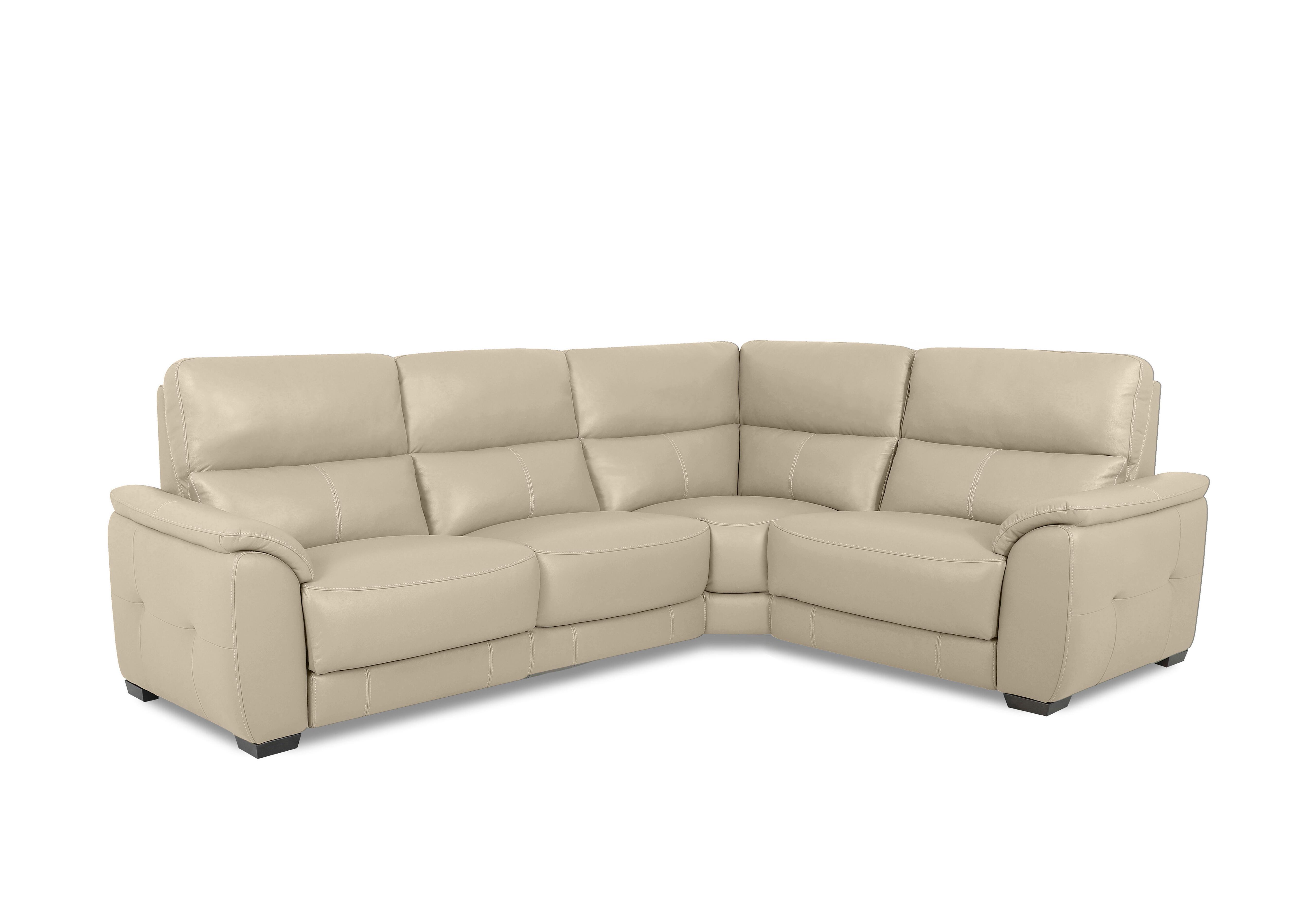 Saffron Small Leather Corner Sofa in Bv-862c Bisque on Furniture Village