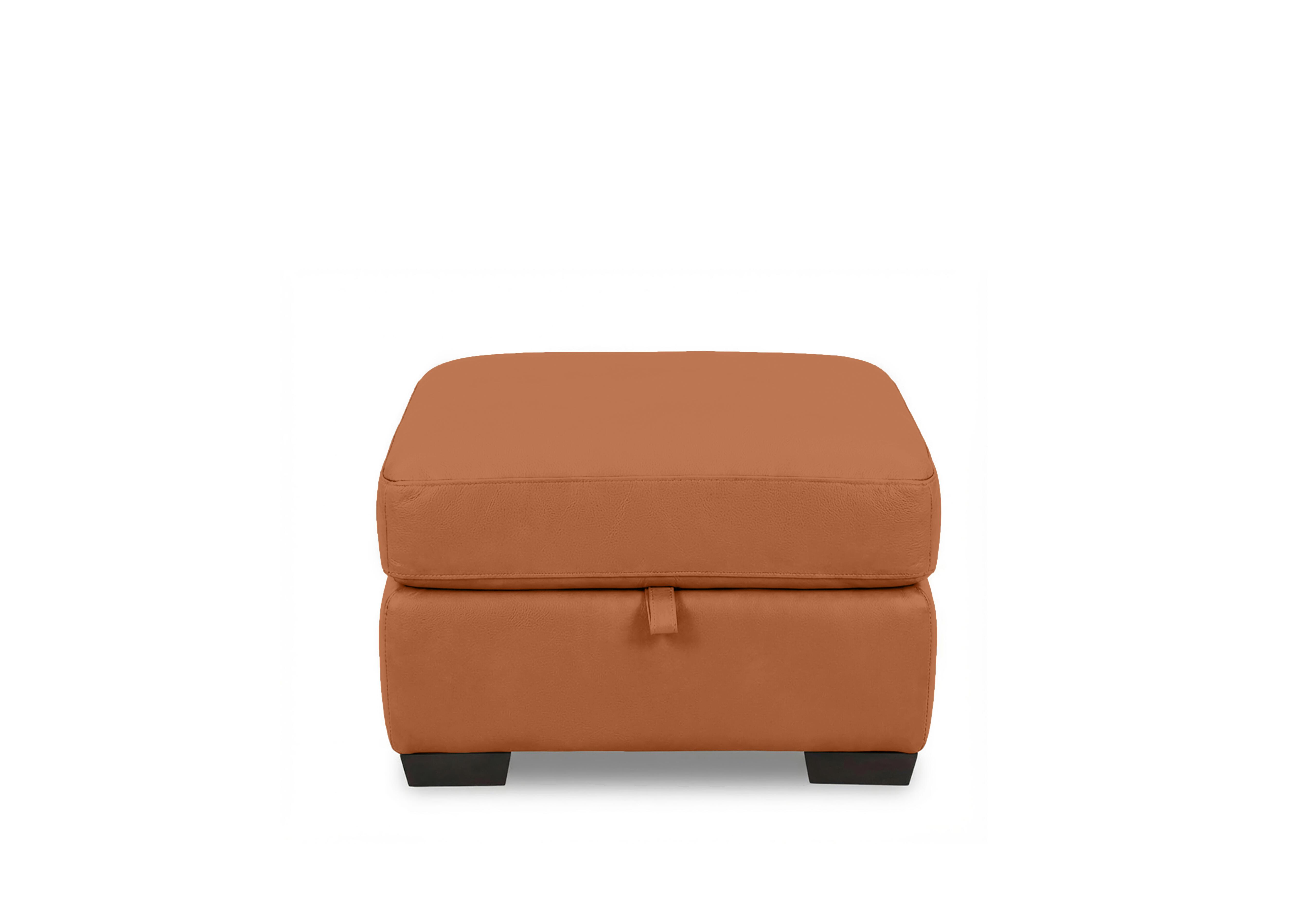 Saffron Leather Storage Footstool in Bv-334e Pecan Brown on Furniture Village