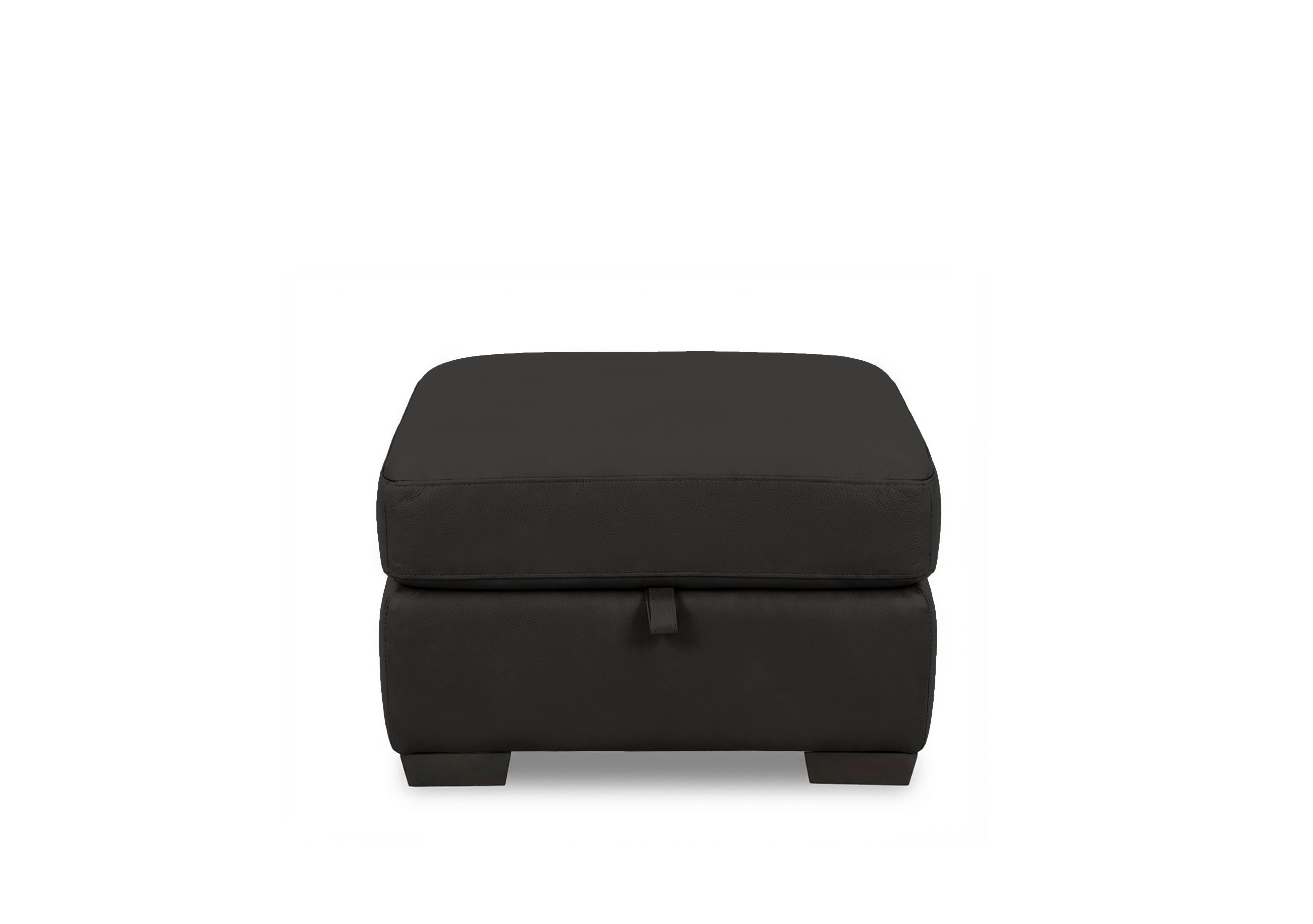 Saffron Leather Storage Footstool in Bv-3500 Black on Furniture Village