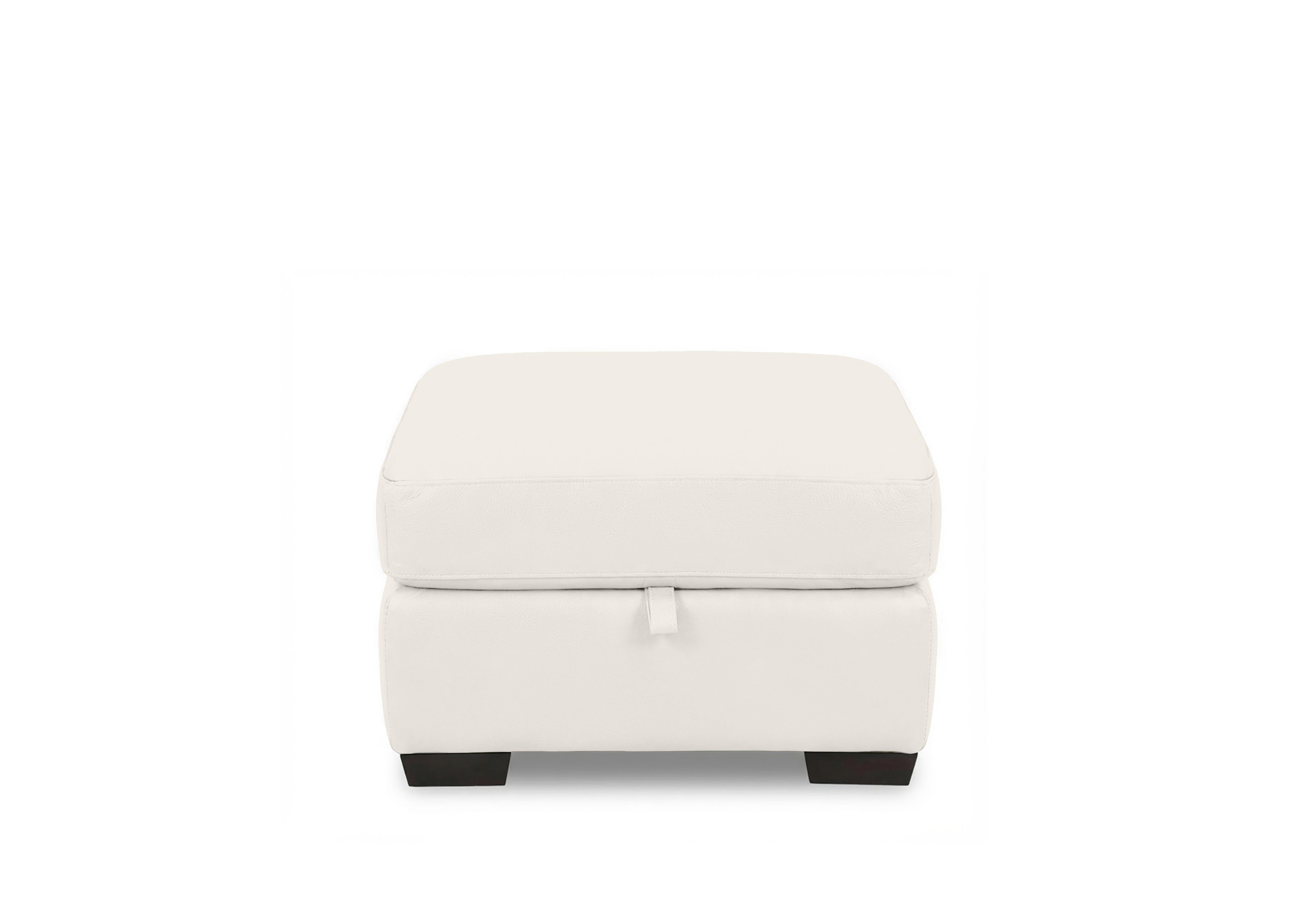 Saffron Leather Storage Footstool in Bv-744d Star White on Furniture Village
