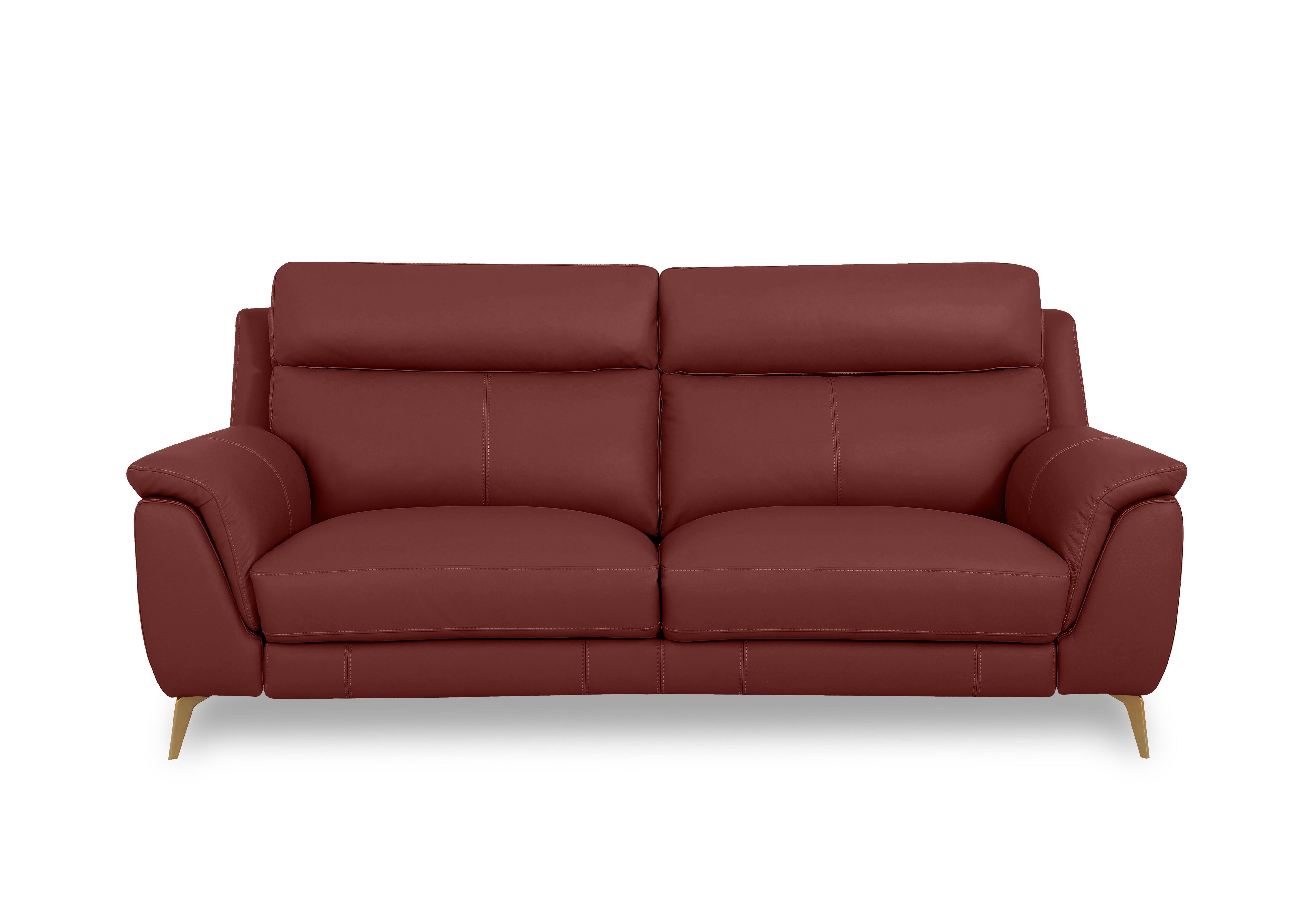 Eclipse Leather 3 Seater Sofa in Nw-035c Deep Red Br on Furniture Village