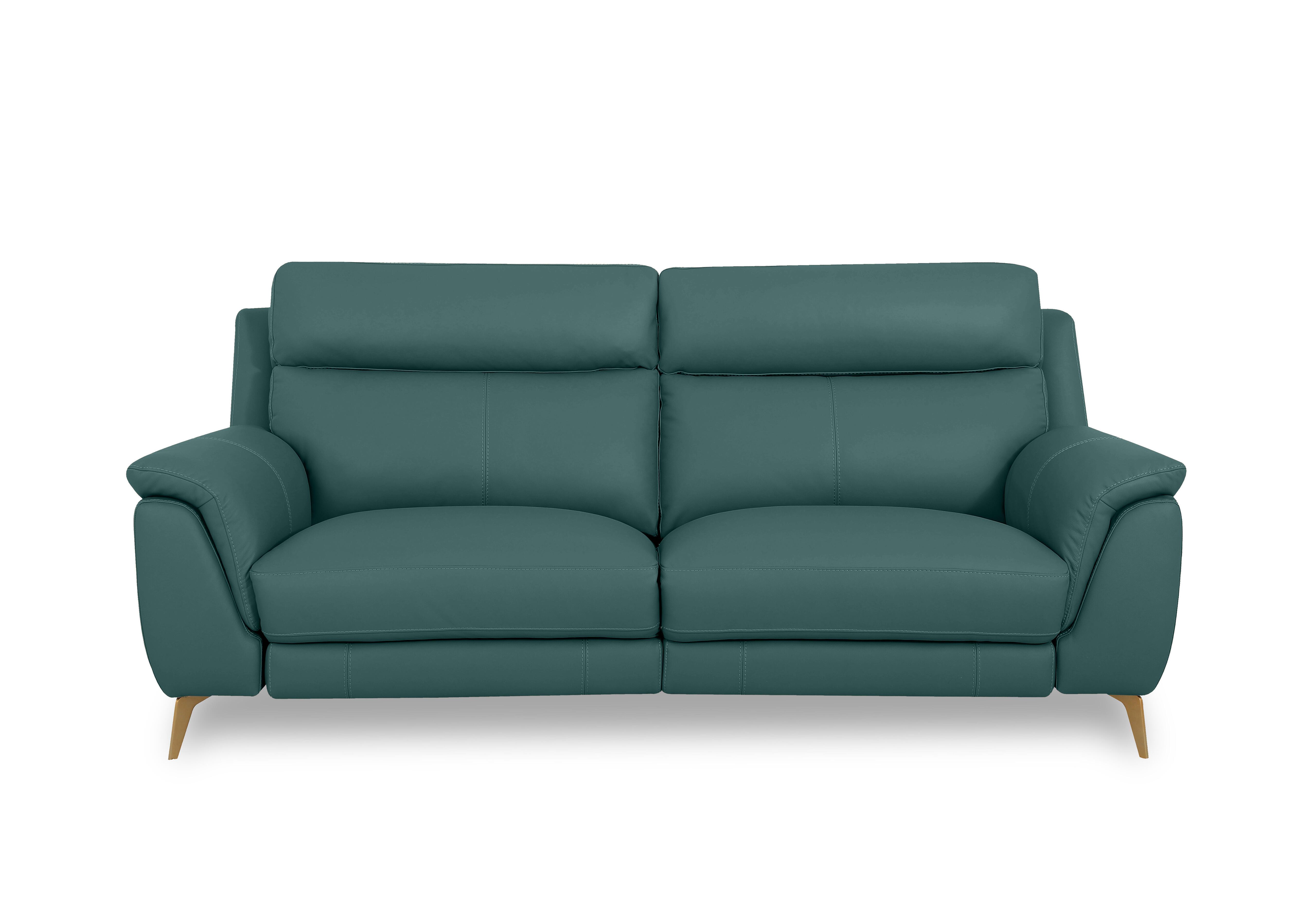 Eclipse Leather 3 Seater Sofa in Nw-301e Lake Green Br on Furniture Village