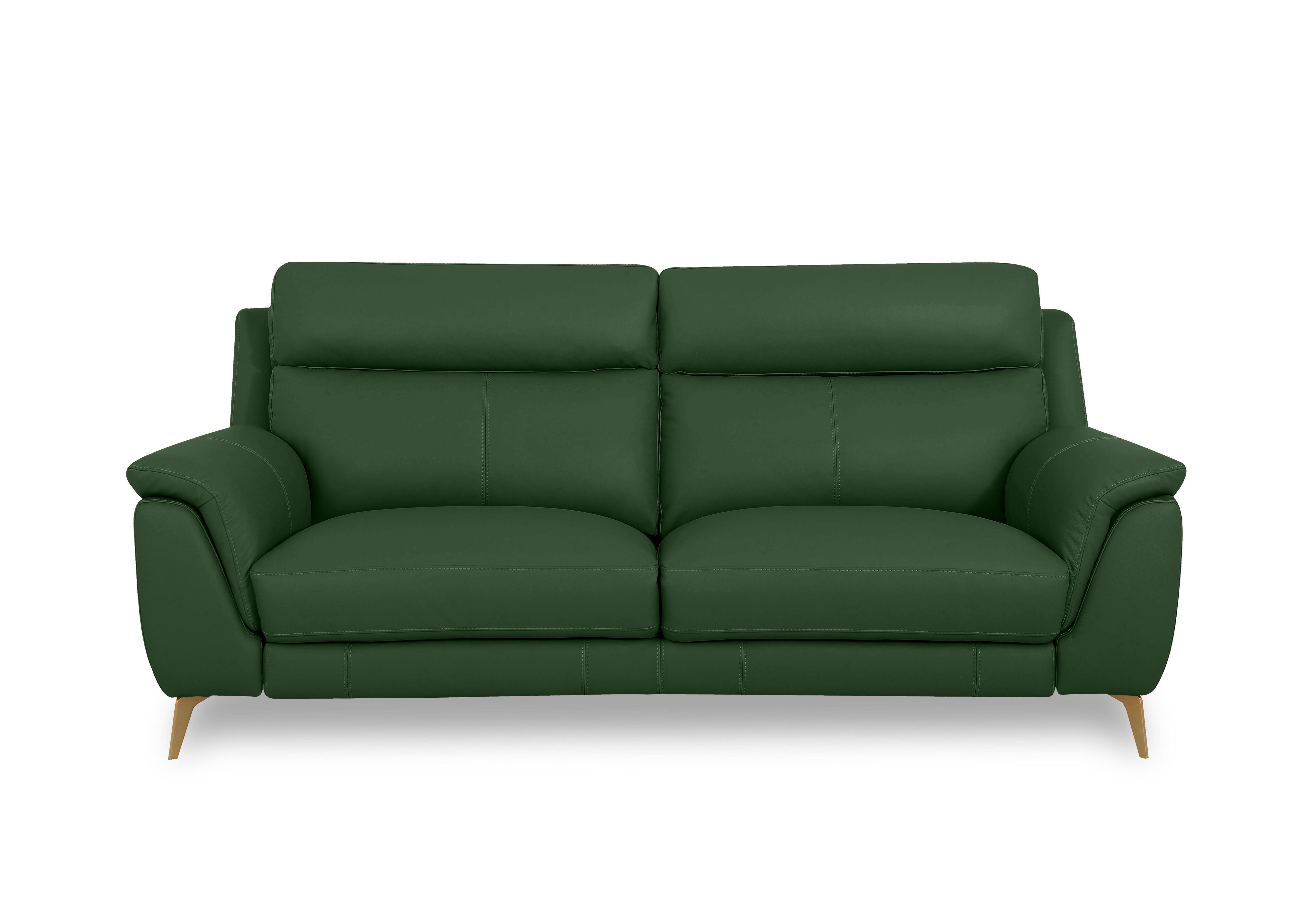 Eclipse Leather 3 Seater Sofa in Nw-371e Chive Green Br on Furniture Village