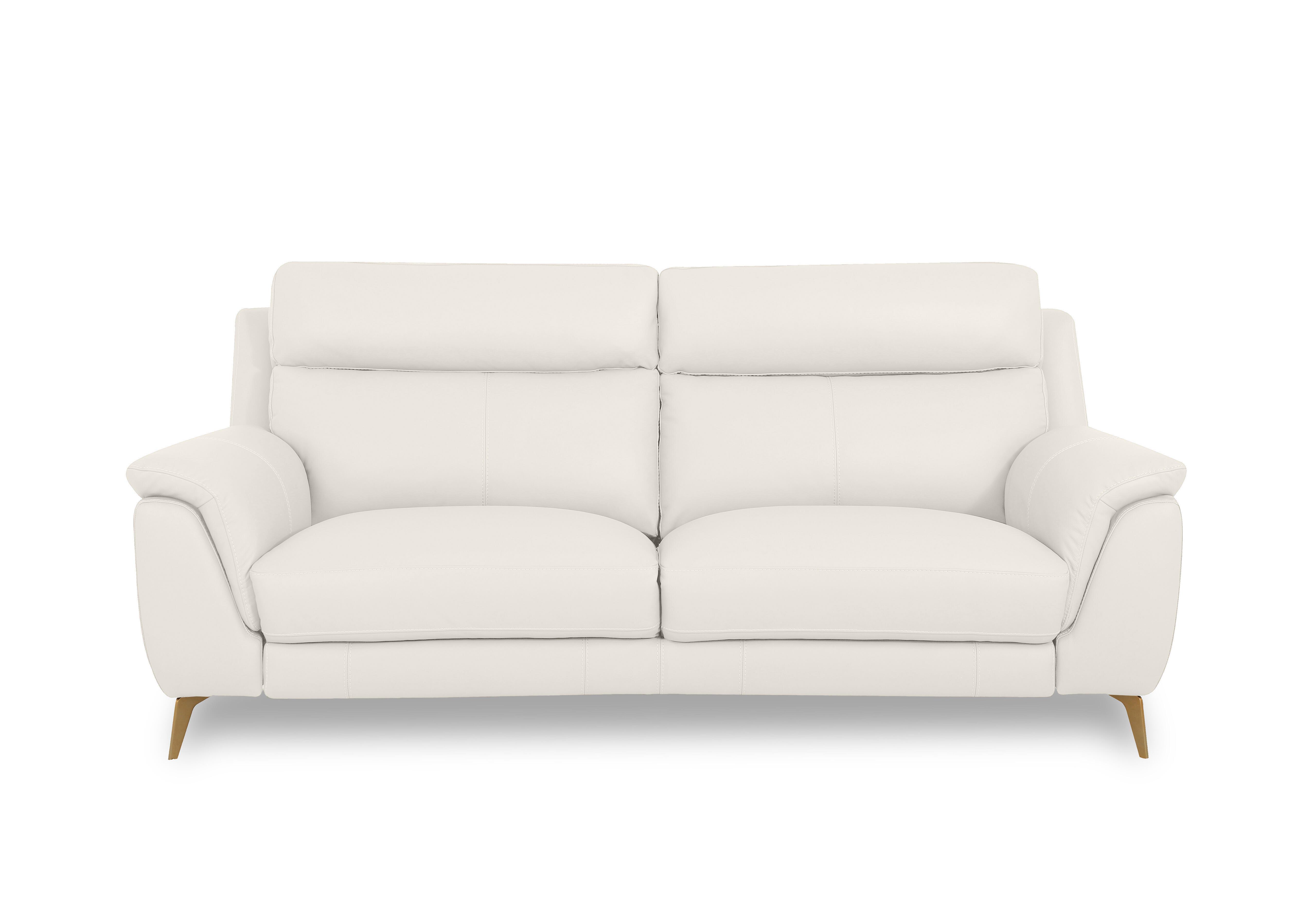 Eclipse Leather 3 Seater Sofa in Nw-420e Star White Br on Furniture Village