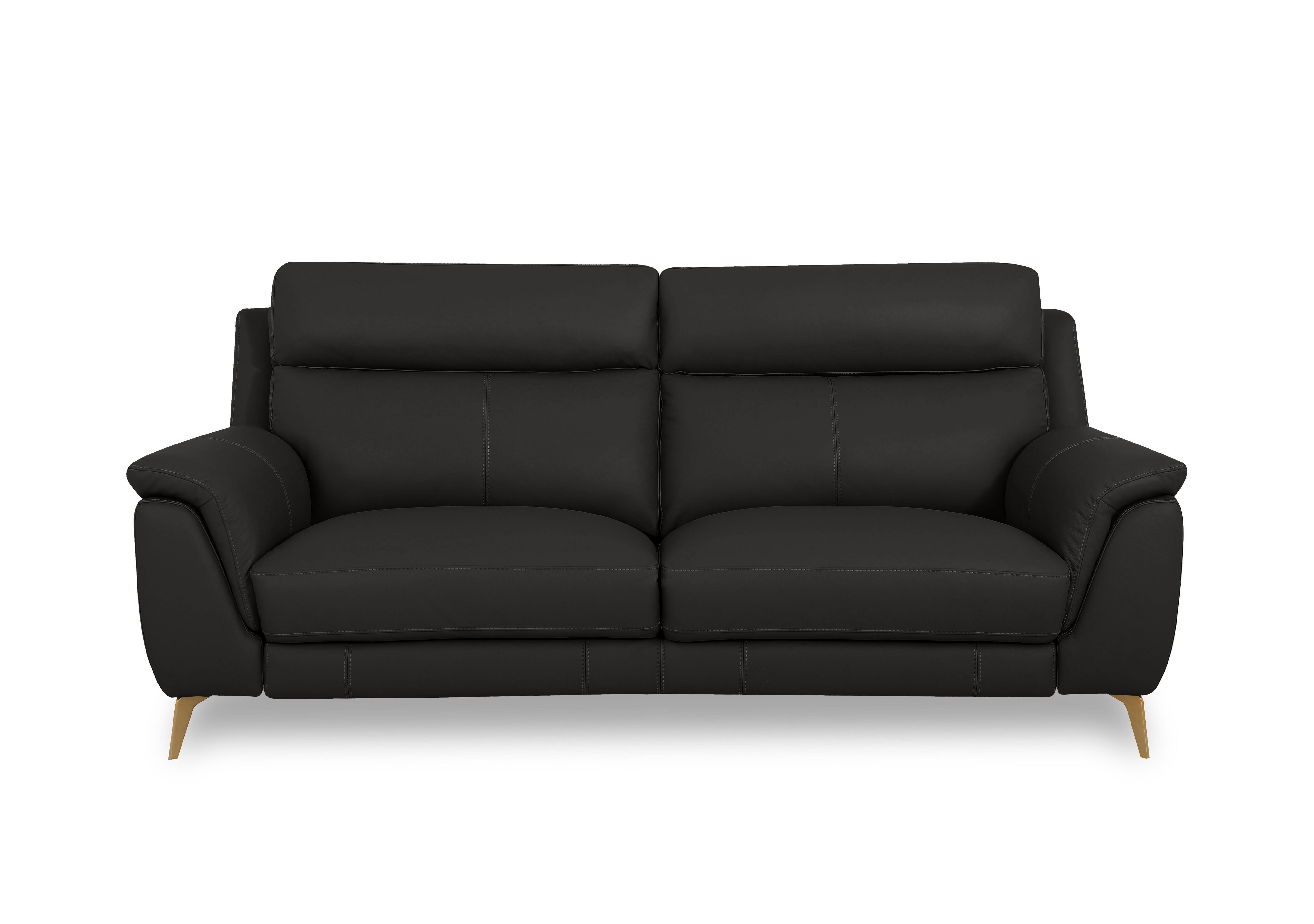 Eclipse Leather 3 Seater Sofa in Nw-520e Black Br on Furniture Village