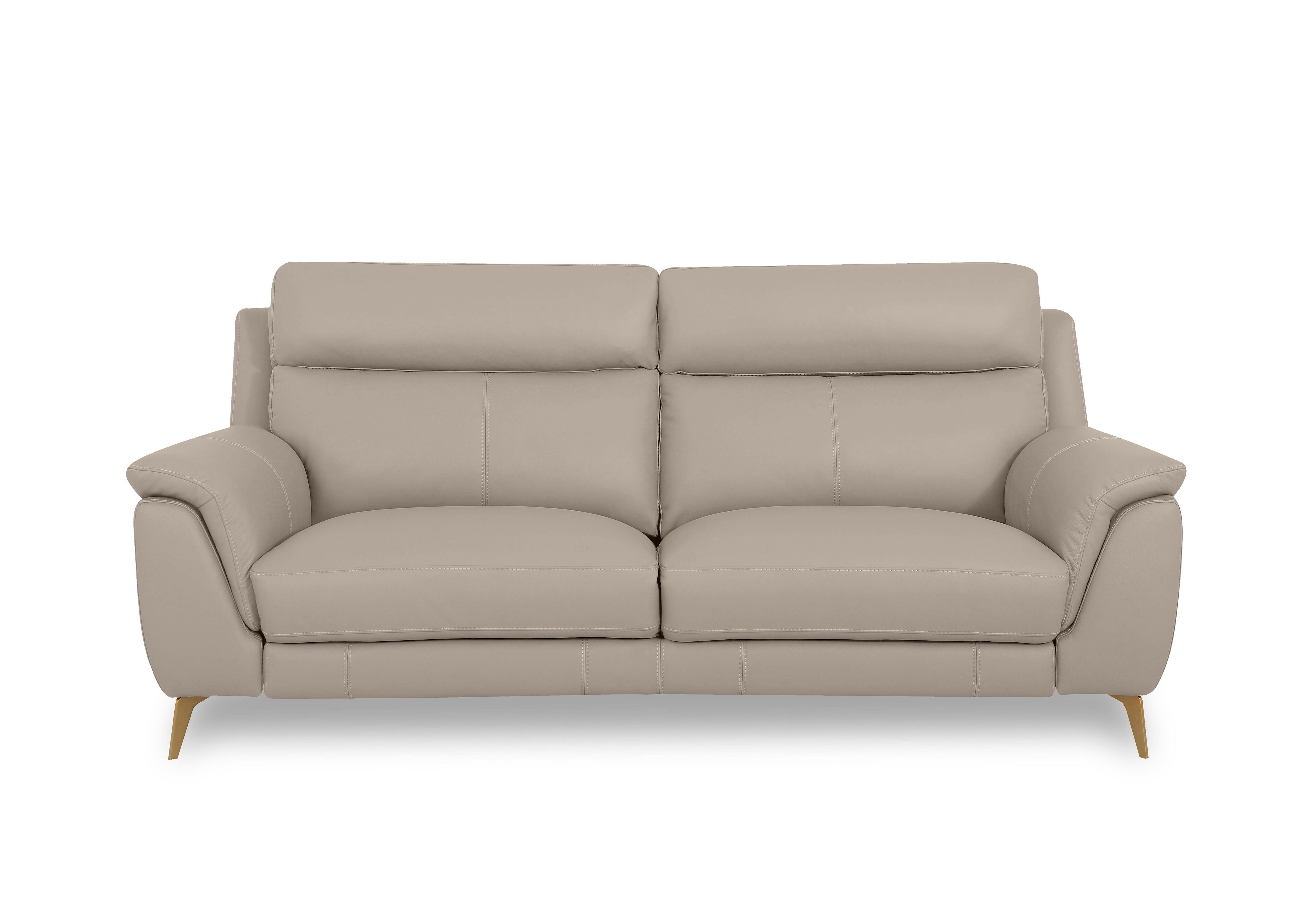 Eclipse Leather 3 Seater Sofa in Nw-946b Feather Grey Br on Furniture Village