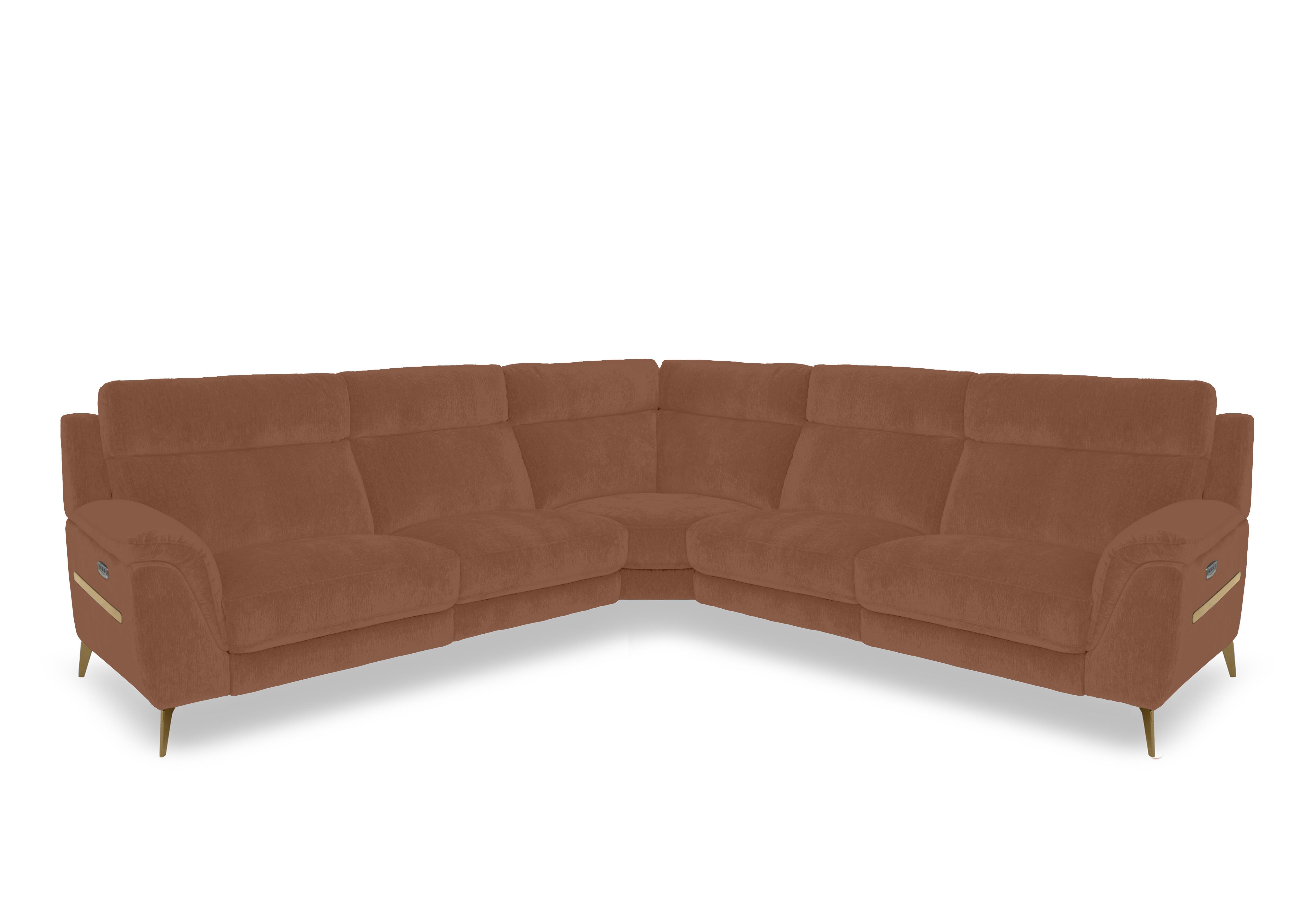 Eclipse Large Fabric Corner Sofa in Fab-Dab-R13 Rust Br on Furniture Village
