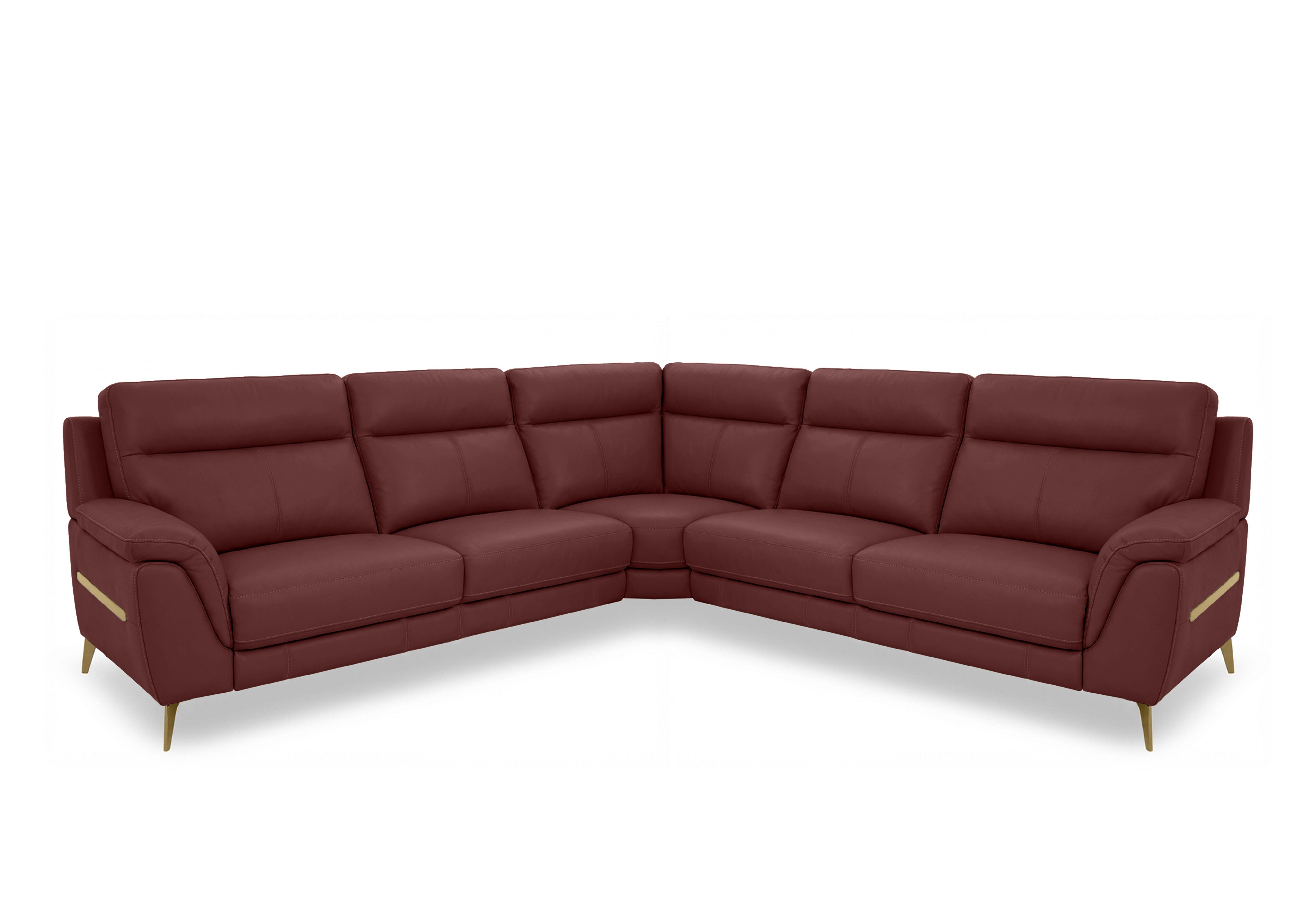 Eclipse Large Leather Corner Sofa in Nw-035c Deep Red Br on Furniture Village