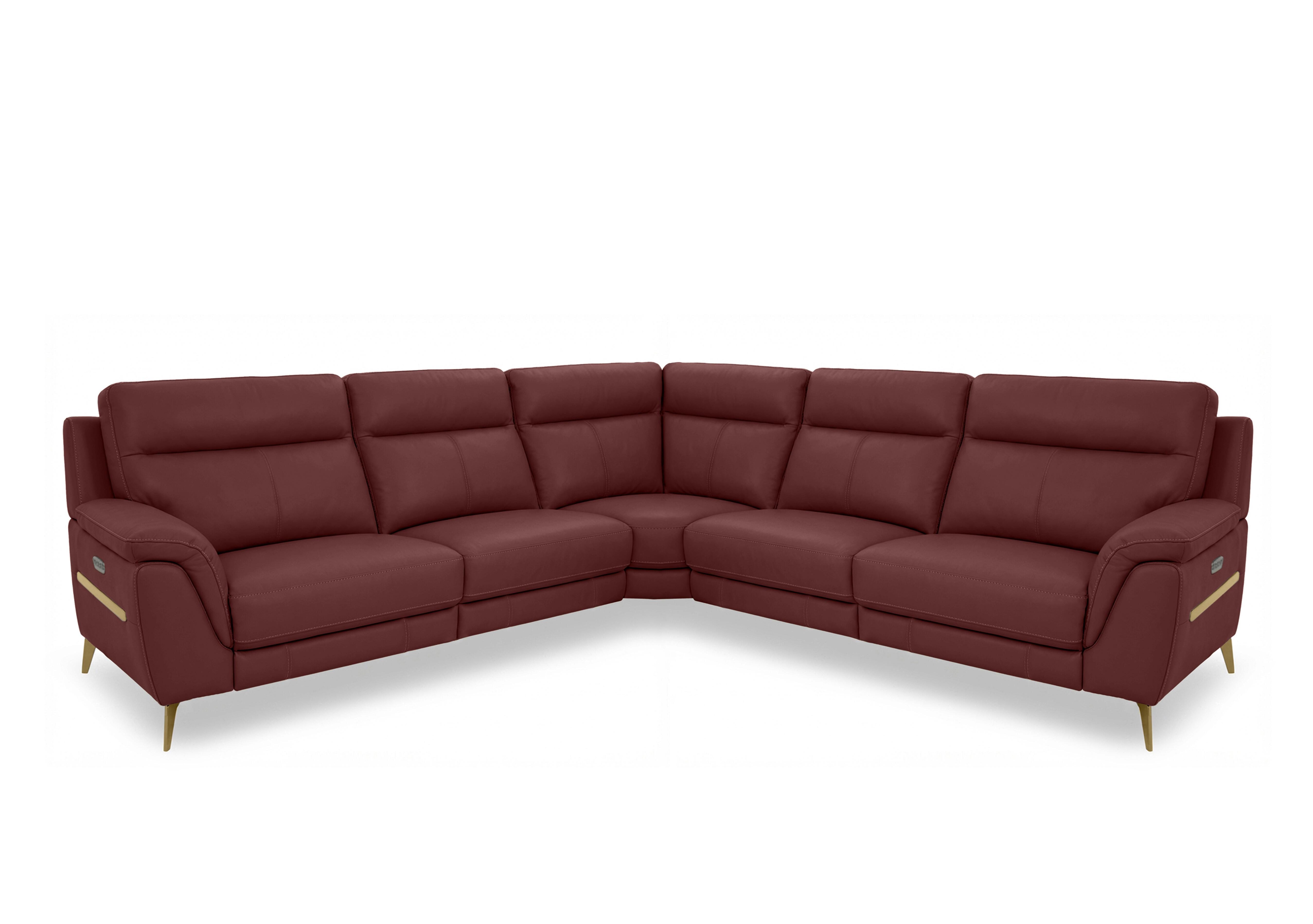 Eclipse Large Leather Corner Sofa in Nw-035c Deep Red Br on Furniture Village