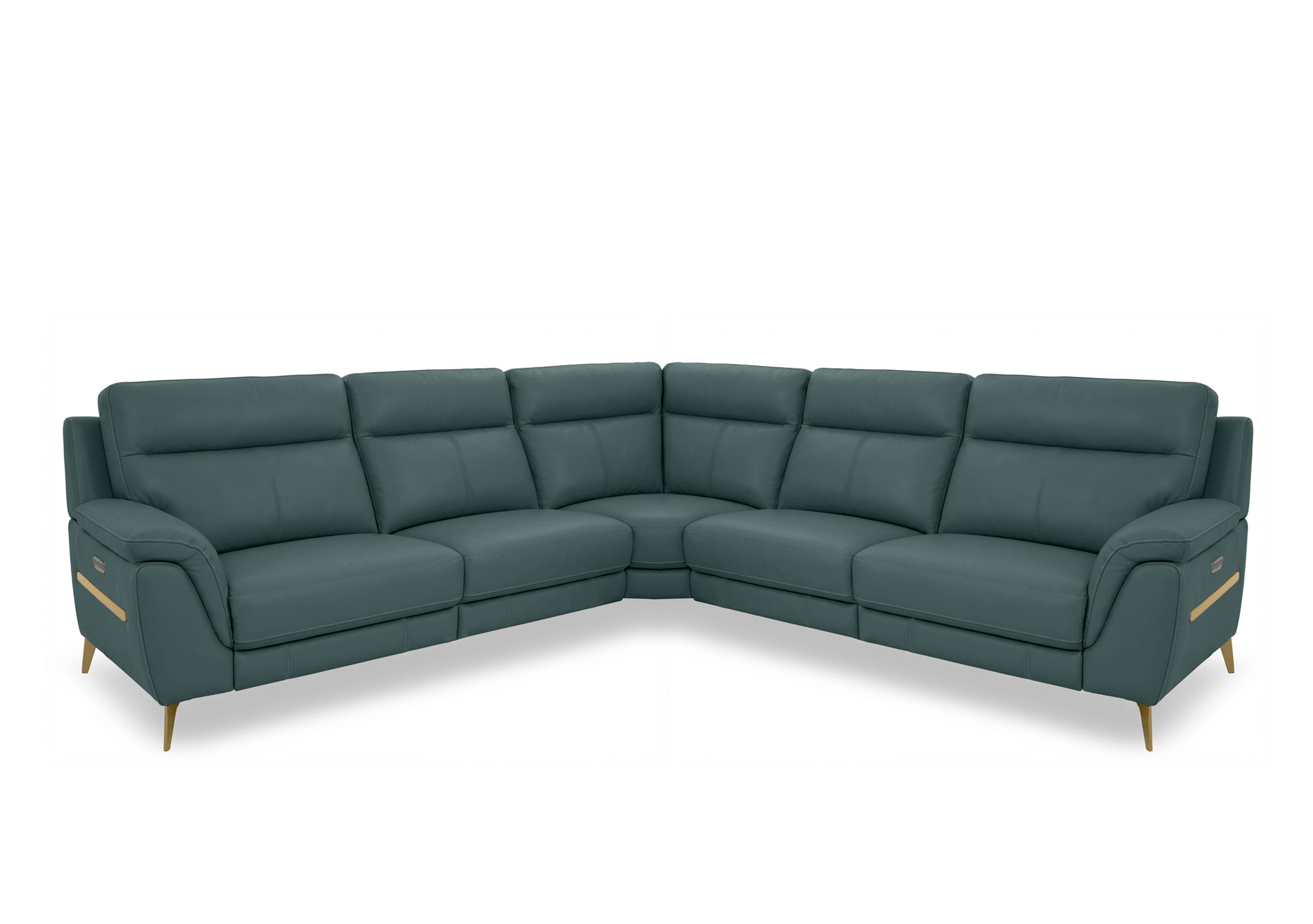Eclipse Large Leather Corner Sofa in Nw-301e Lake Green Br on Furniture Village