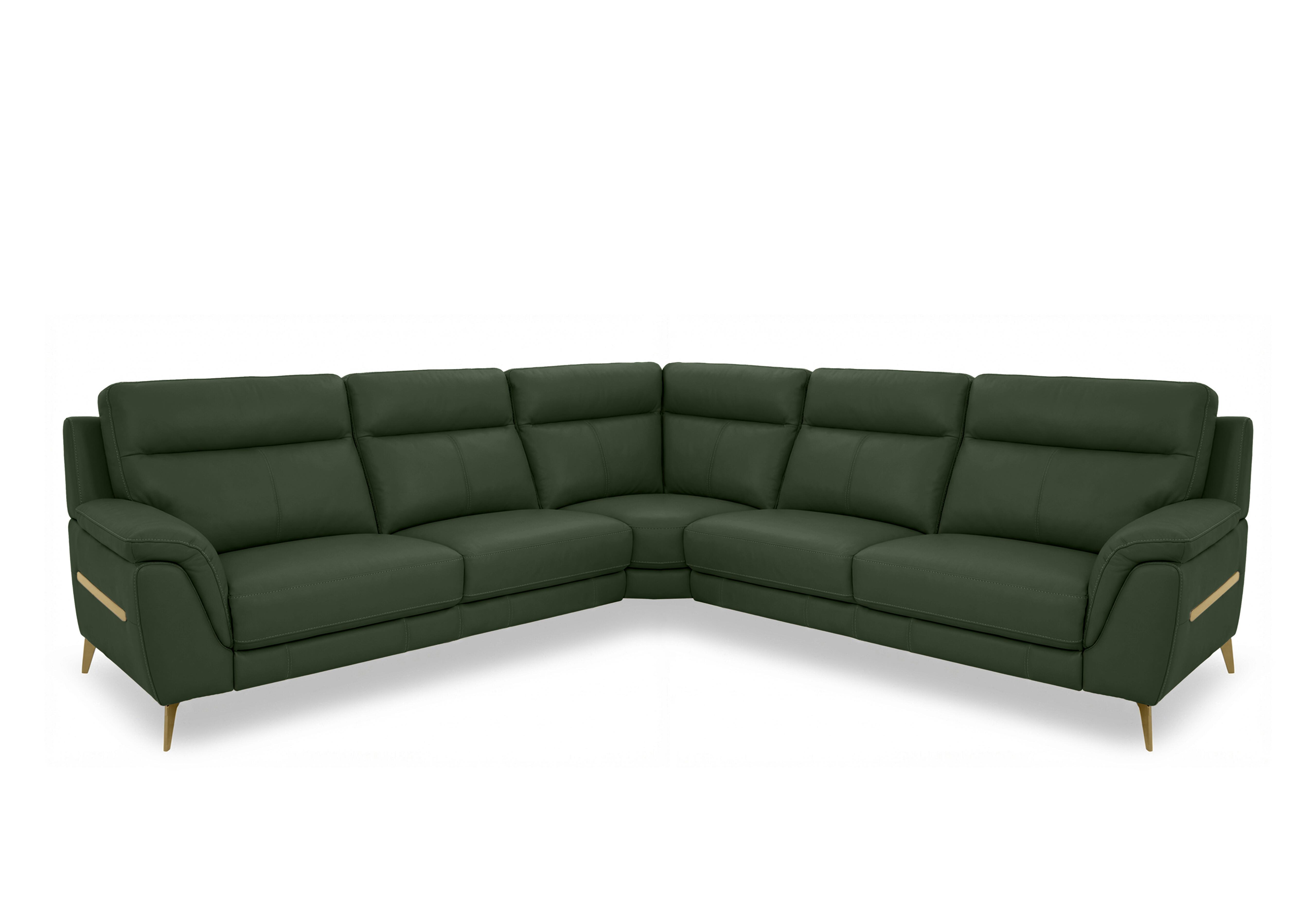 Eclipse Large Leather Corner Sofa in Nw-371e Chive Green Br on Furniture Village