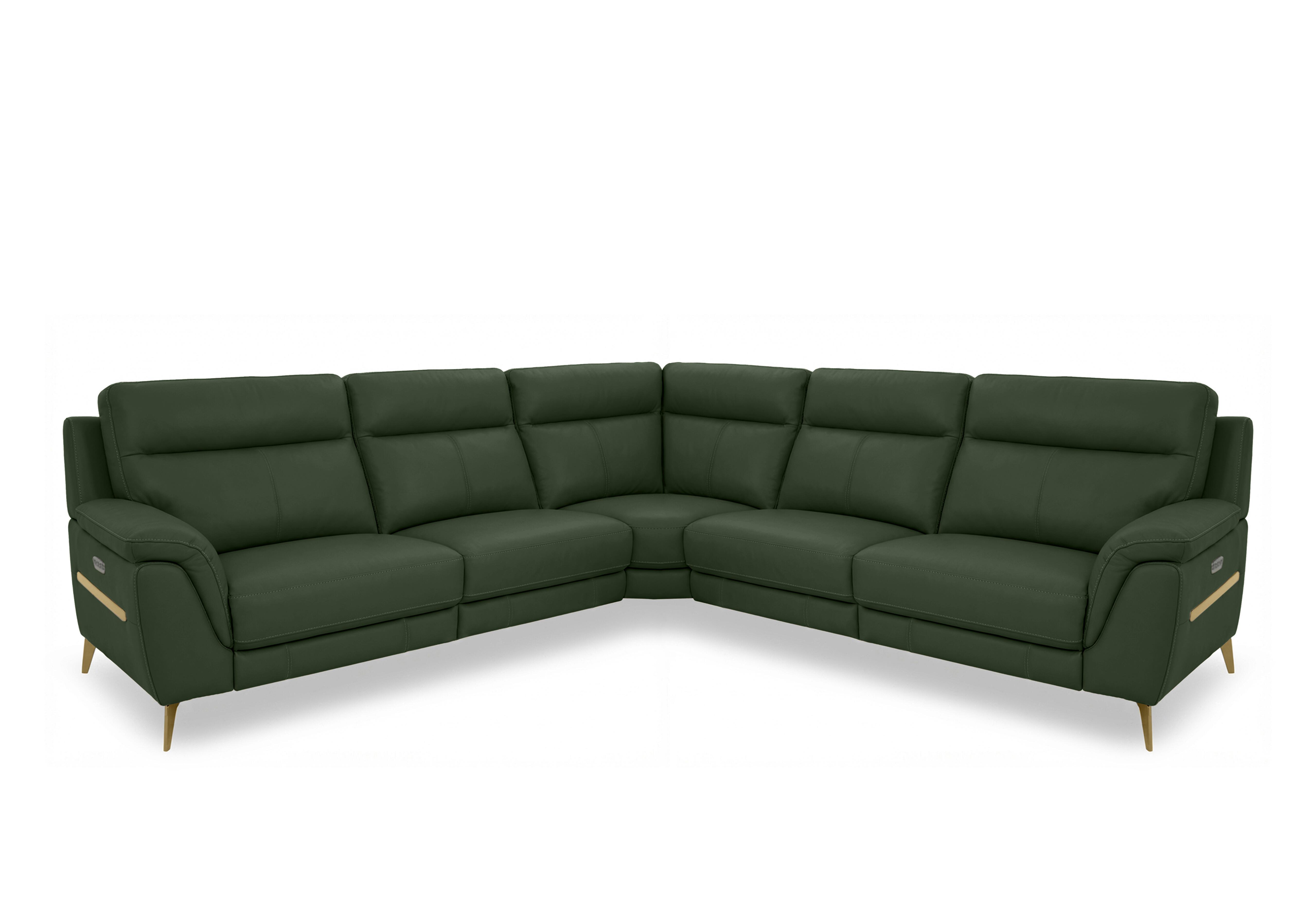 Eclipse Large Leather Corner Sofa in Nw-371e Chive Green Br on Furniture Village