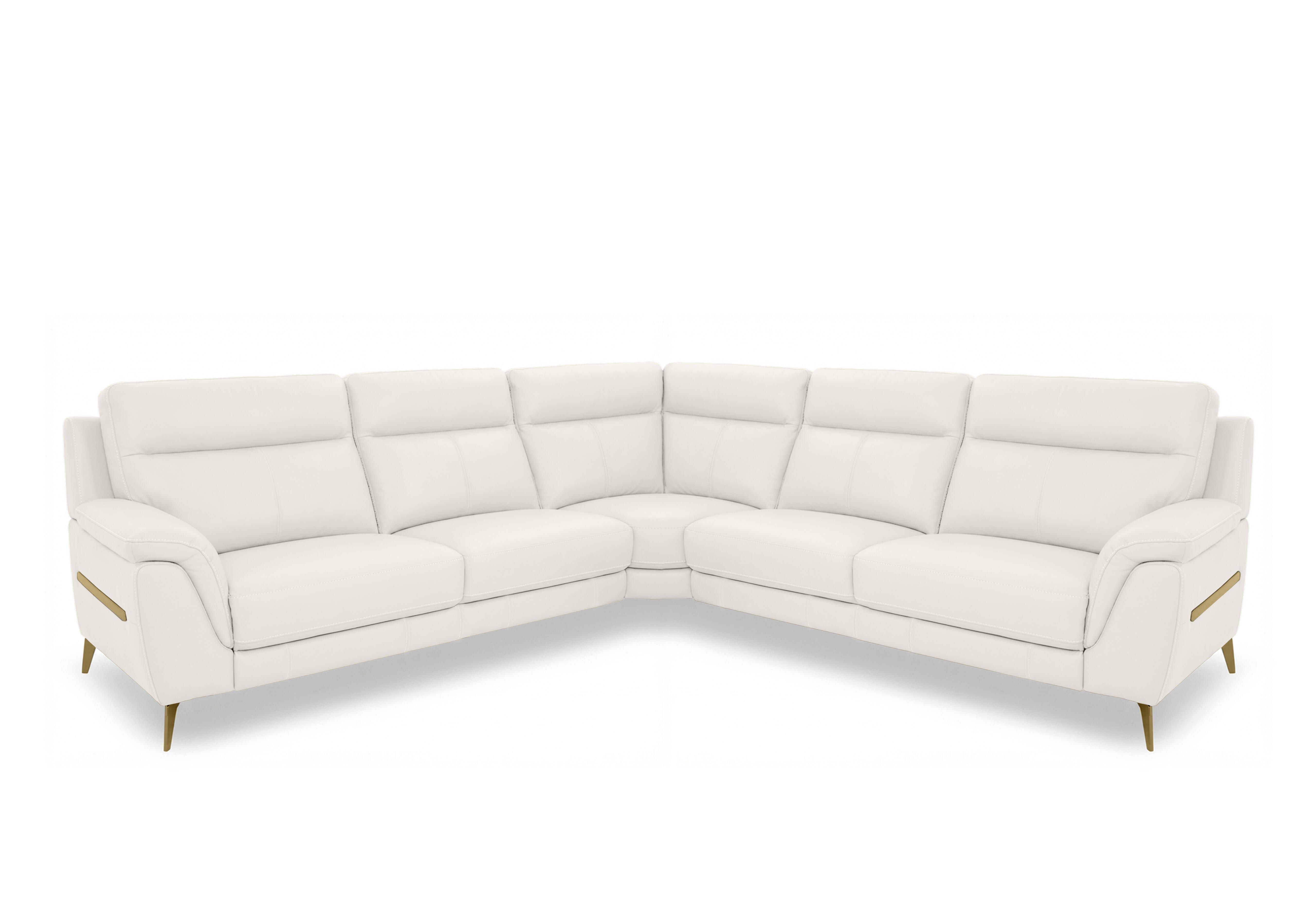 Eclipse Large Leather Corner Sofa in Nw-420e Star White Br on Furniture Village