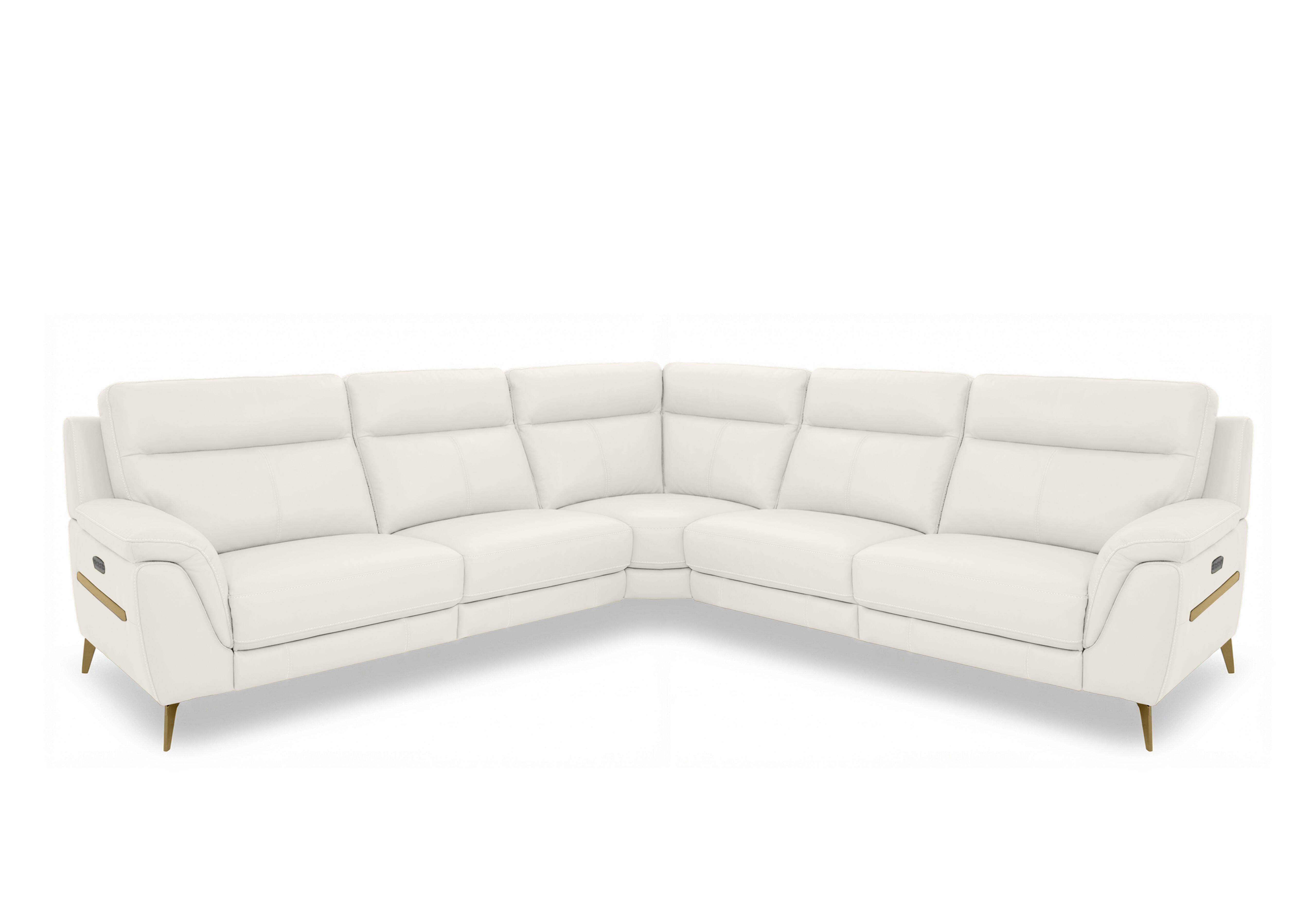 Eclipse Large Leather Corner Sofa in Nw-420e Star White Br on Furniture Village