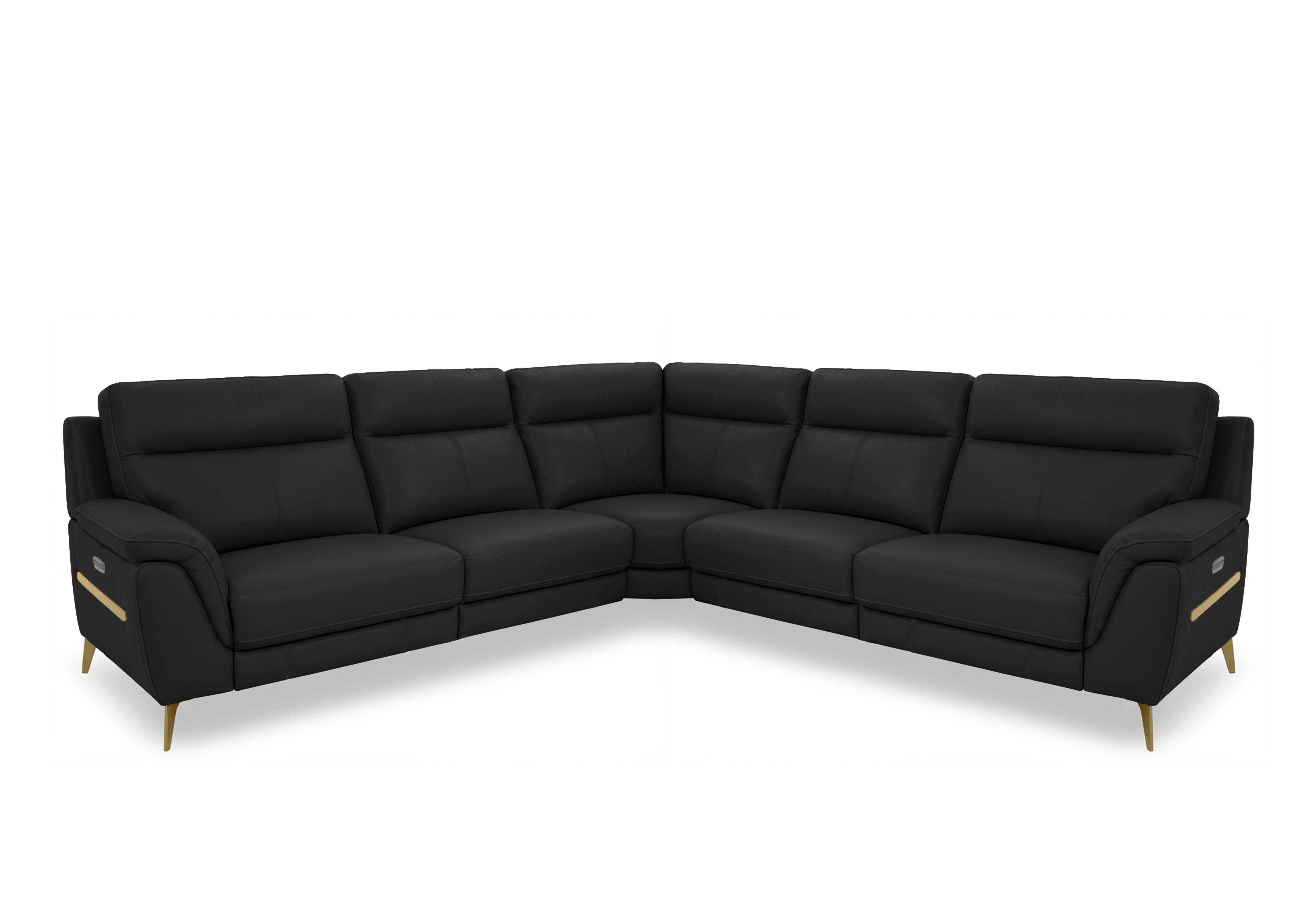 Eclipse Large Leather Corner Sofa in Nw-520e Black Br on Furniture Village