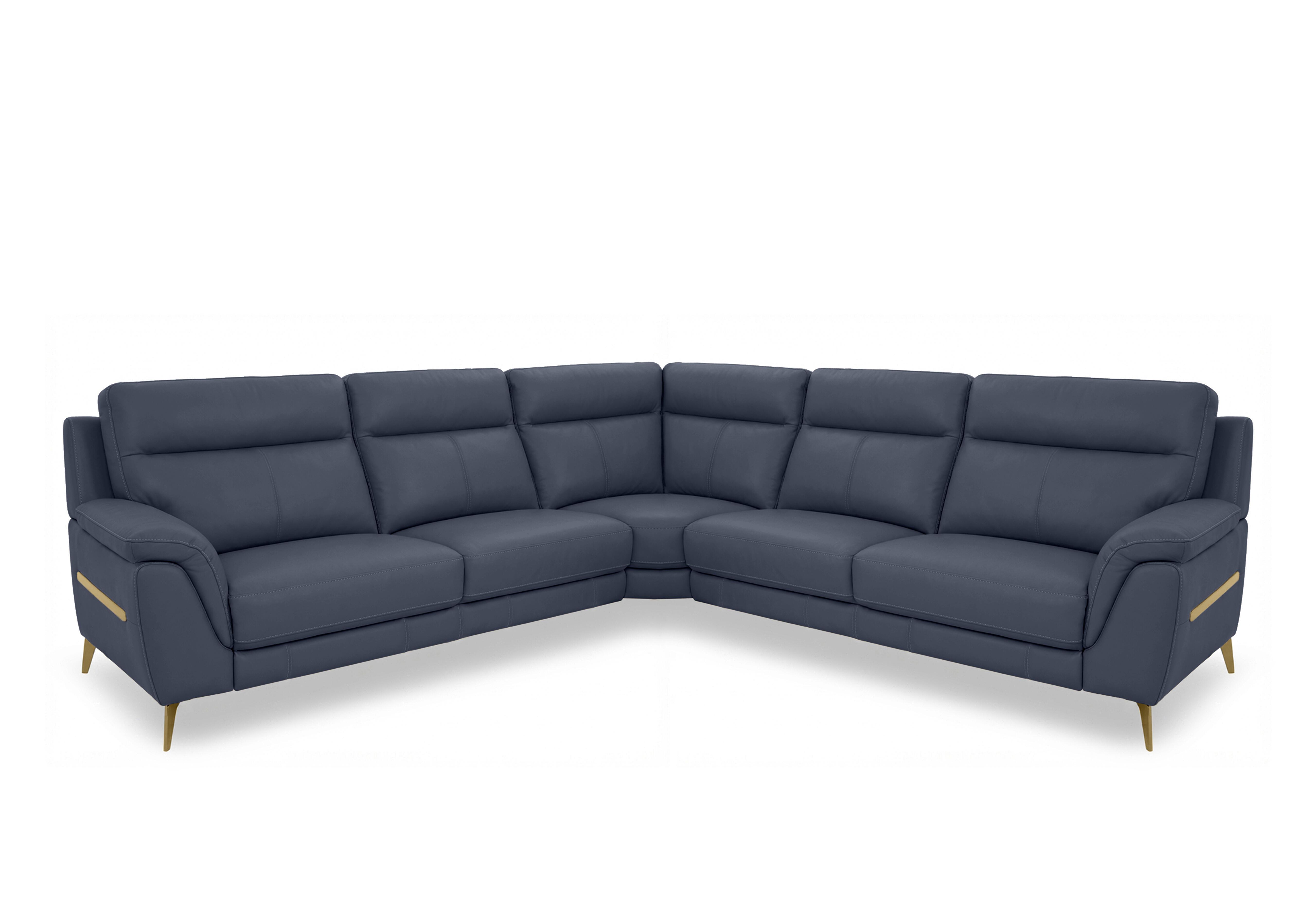 Eclipse Large Leather Corner Sofa in Nw-681e Ocean Br on Furniture Village